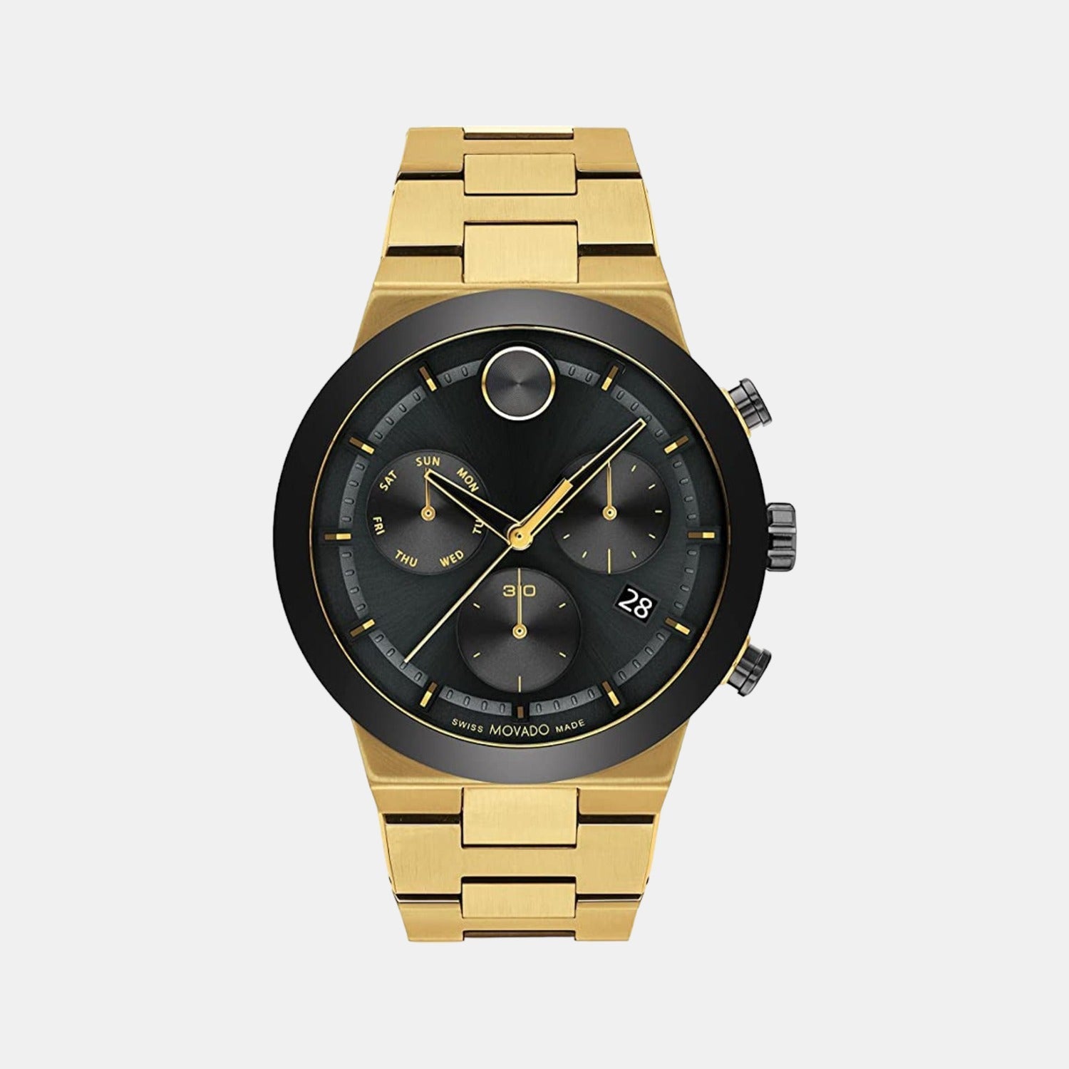Movado Bold Fusion Men Quartz Black Dial Chronograph Stainless Steel Watch 3600858