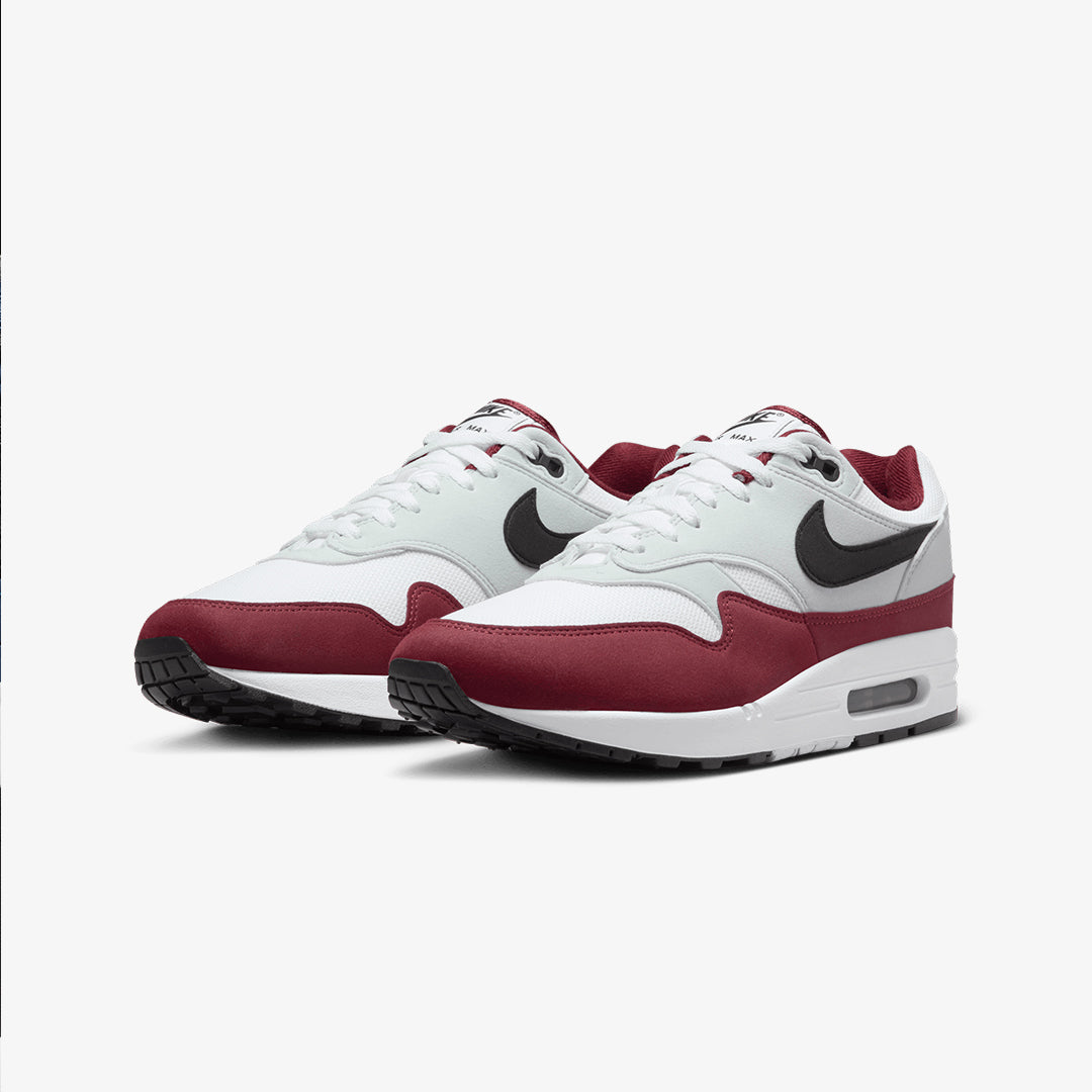 Nike | AIR MAX 1 { WHITE/BLACK-DARK TEAM RED-PURE PLATINUM