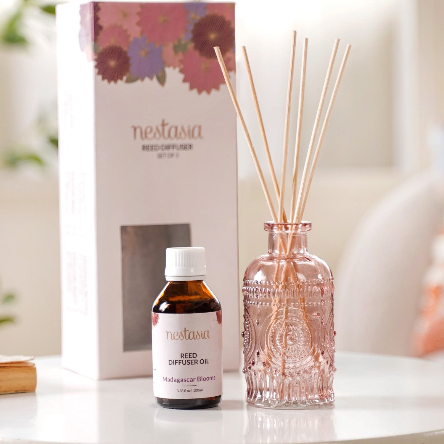 Nestasia Madagascar Blooms Scented Reed Diffuser Set Of 3