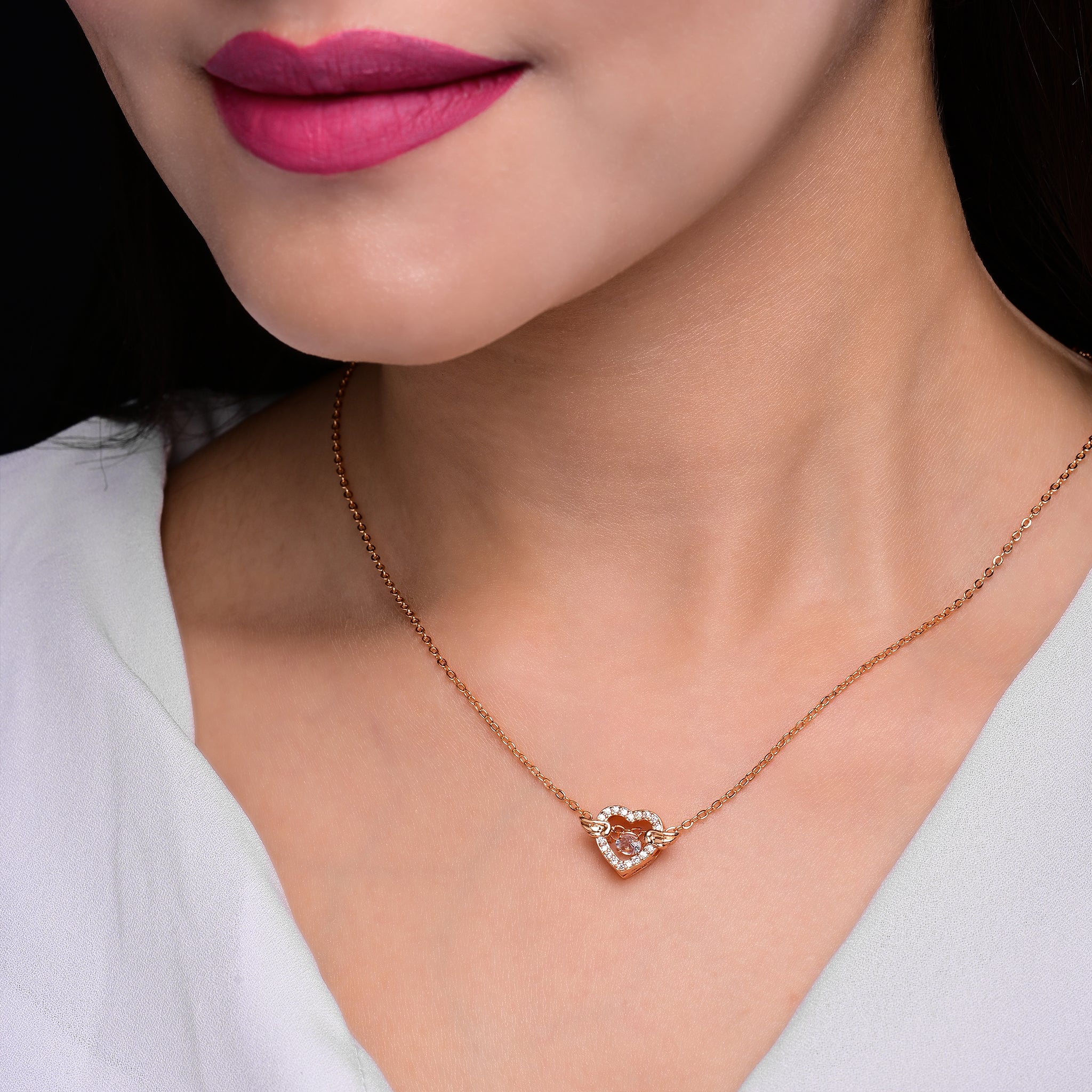 Branta Angel Heart Pendant Necklace For Women