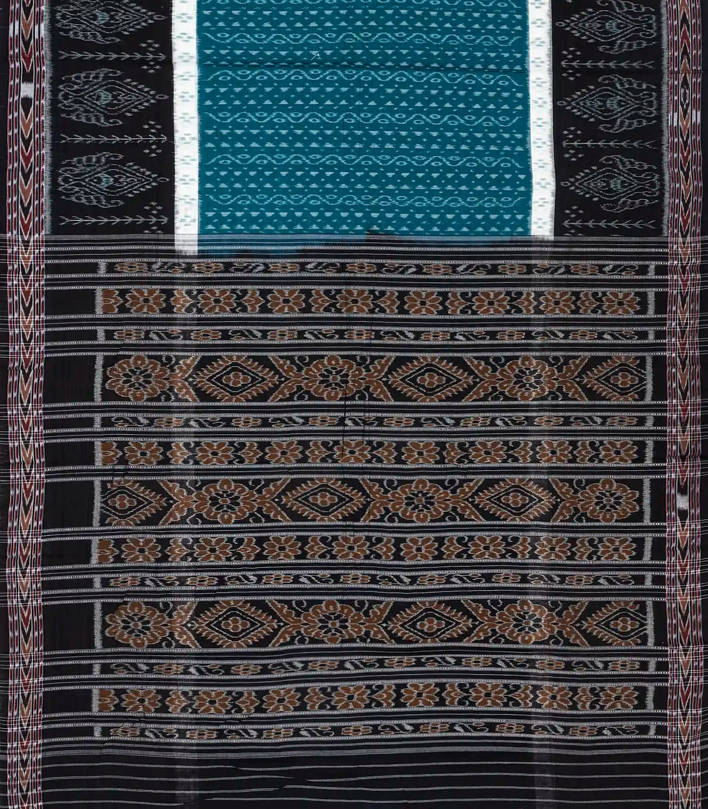 RmKV Blue Handloom Orissa Cotton Saree With Tie & Dye Floral Motifs - view 2