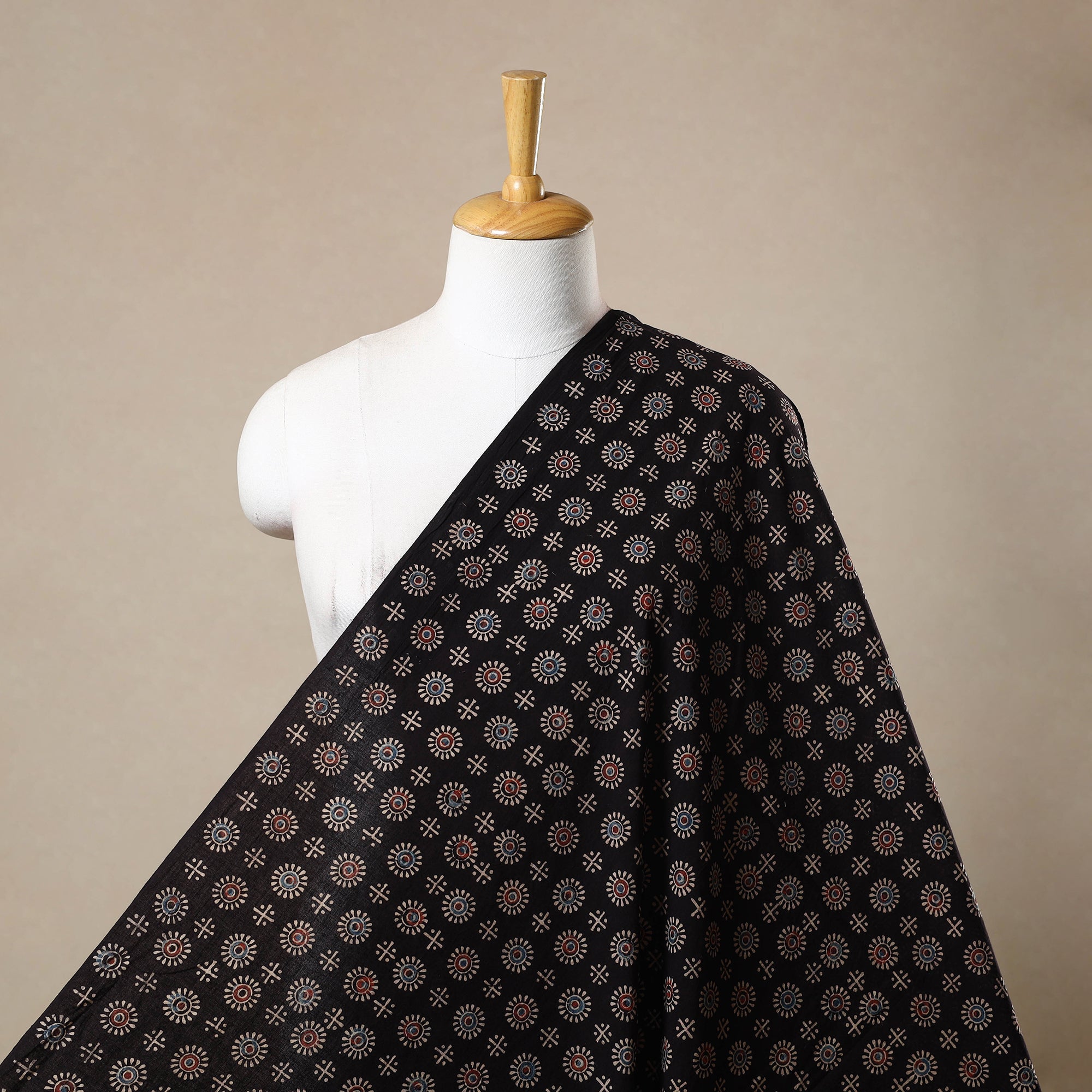 KACHCHH JI CHHAAP Black - Block Print Cotton Natural Dyed Ajrakh Fabric 18