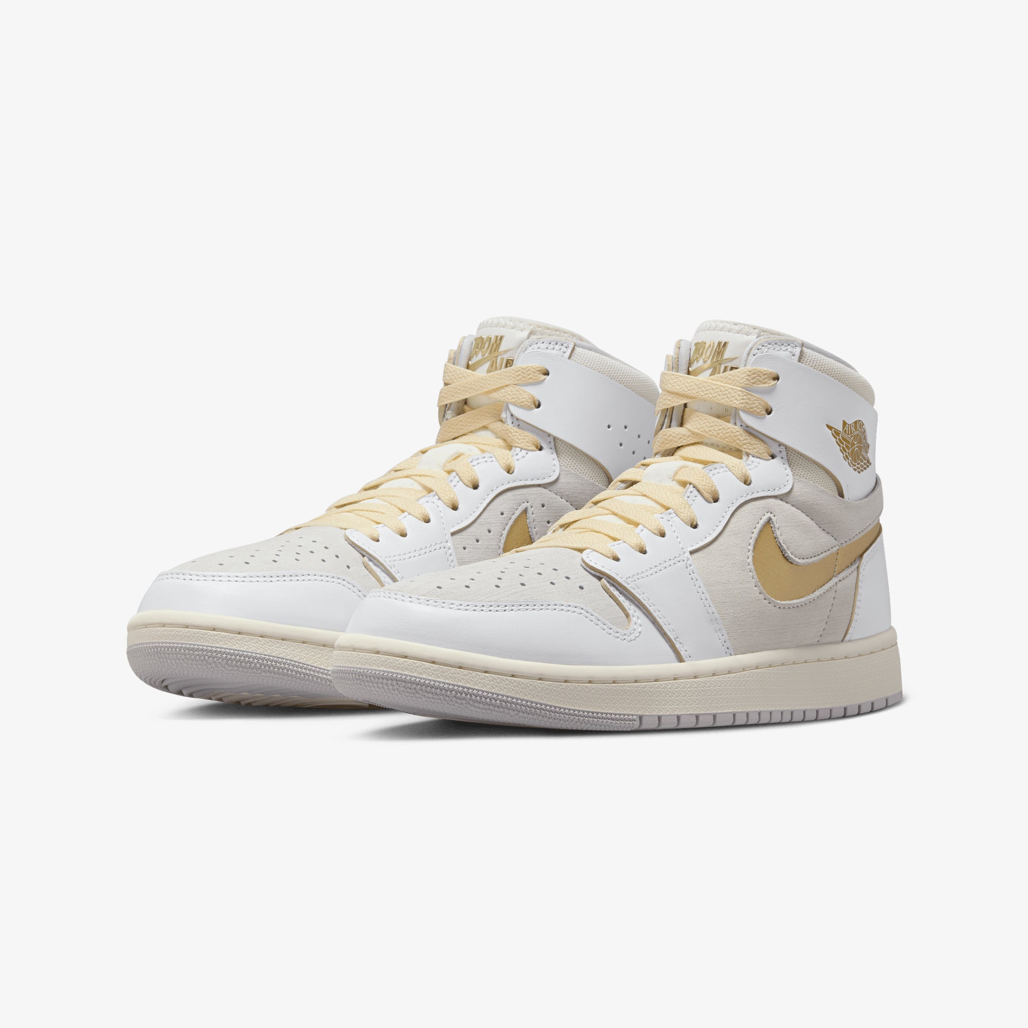 Jordan | AIR JORDAN 1 ZOOM CMFT 2 { WHITE/METALLIC GOLD-NEUTRAL GREY