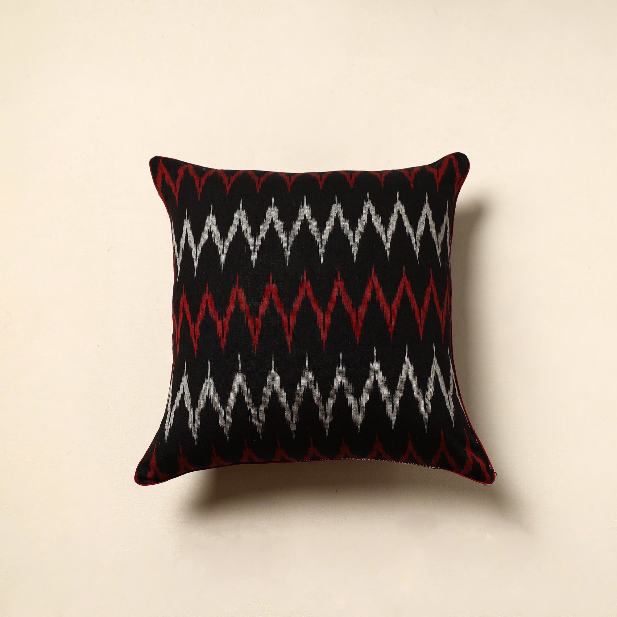 NOORI BAZAR Black - Cotton Pochampally Ikat Cushion Cover (16 x 16 in) 04