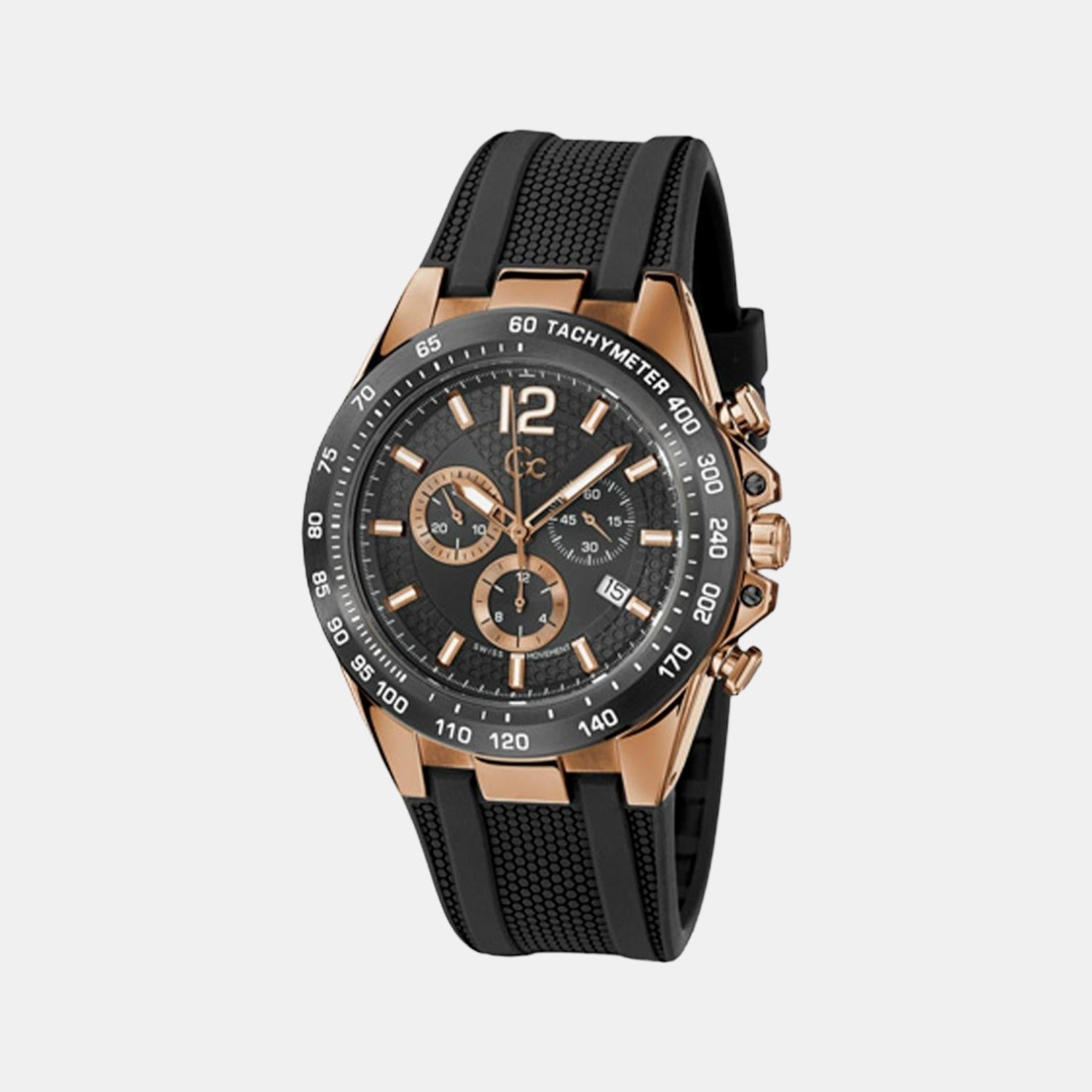 GC Audacious Men Quartz Black Dial Chronograph Silicone Watch Z07002G2MF