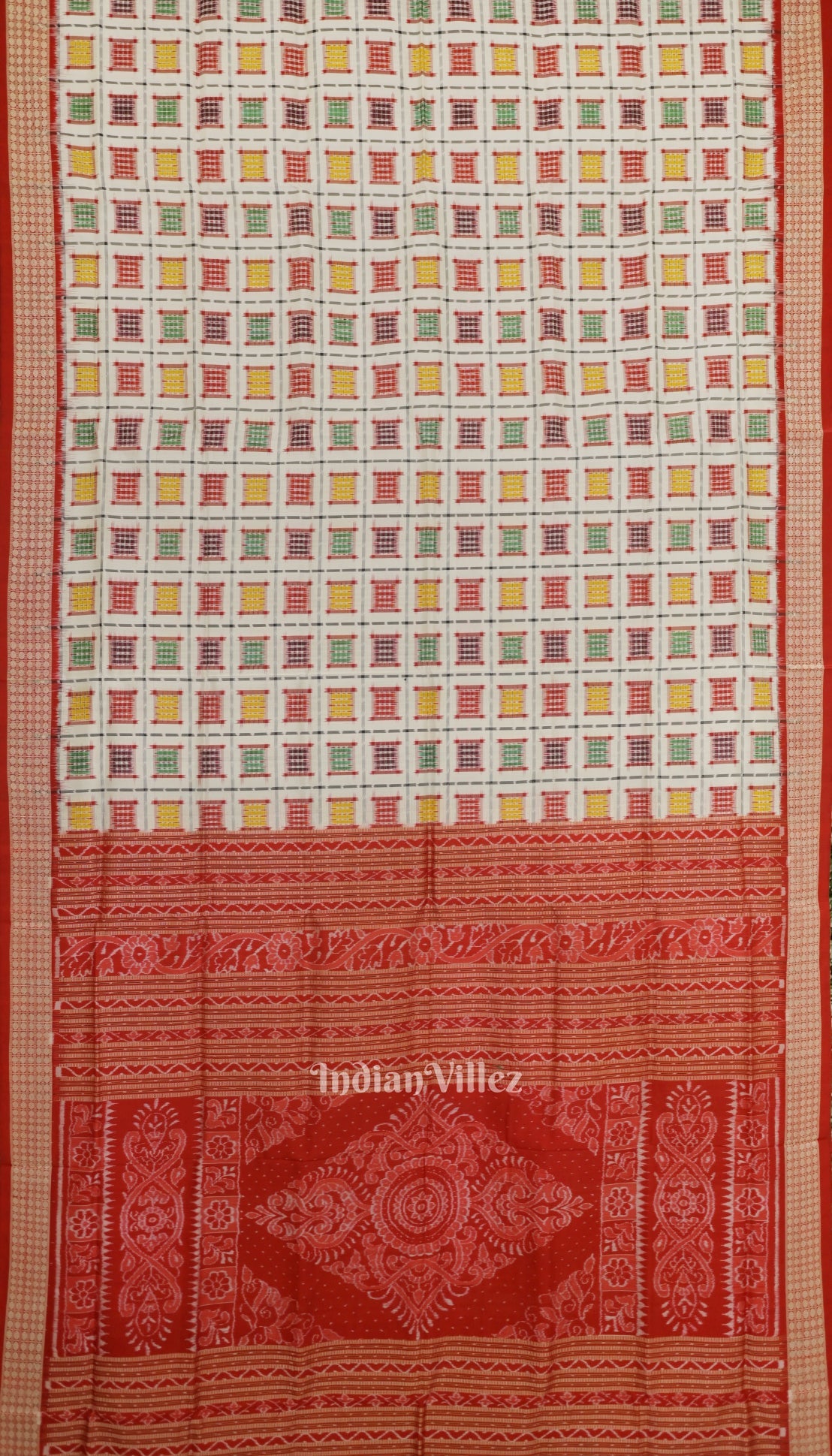 IndianVillèz White Ashwani Theme Odisha Ikat Sambalpuri Silk Saree - view 2