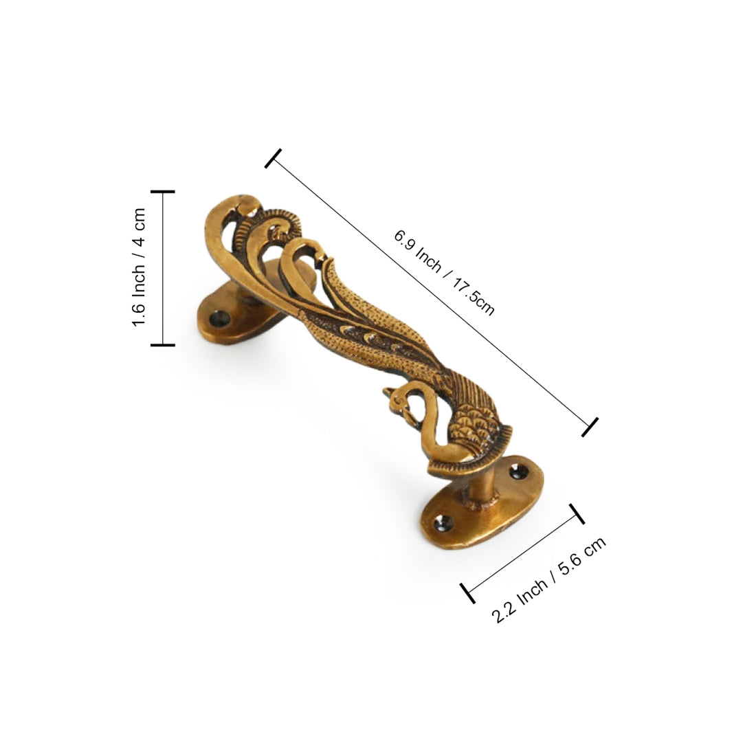 EXCLUSIVELANE 'Beautiful Peacock Pair' Hand-Etched Carved Door Handle In Brass - view 5