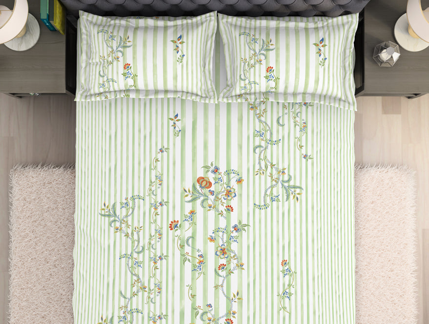 Spaces India Floral Light Green 100% Cotton King Size Bedsheet Organic Cotton - By Spaces - view 4