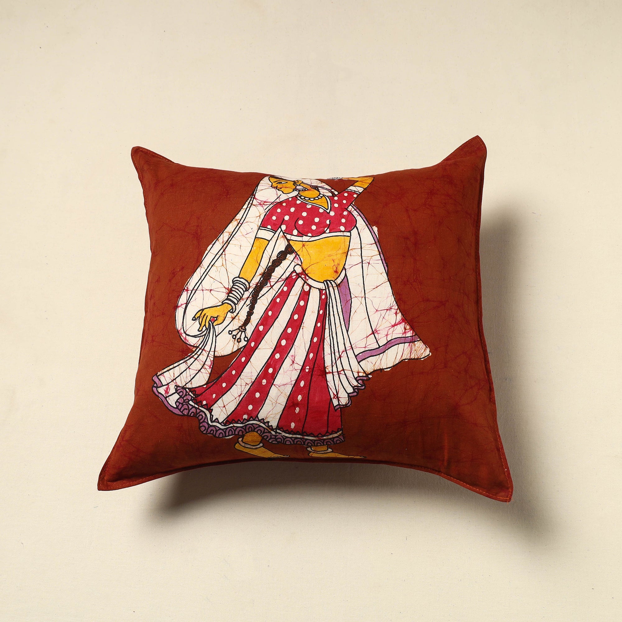 KACHCHH JI CHHAAP Pure Cotton Hand Batik Cushion Cover (18 x 18 in) 34