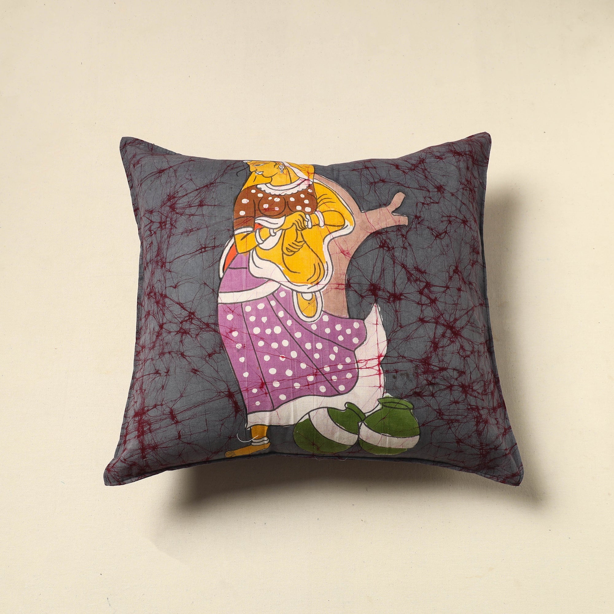 KACHCHH JI CHHAAP Pure Cotton Hand Batik Cushion Cover (18 x 18 in) 27