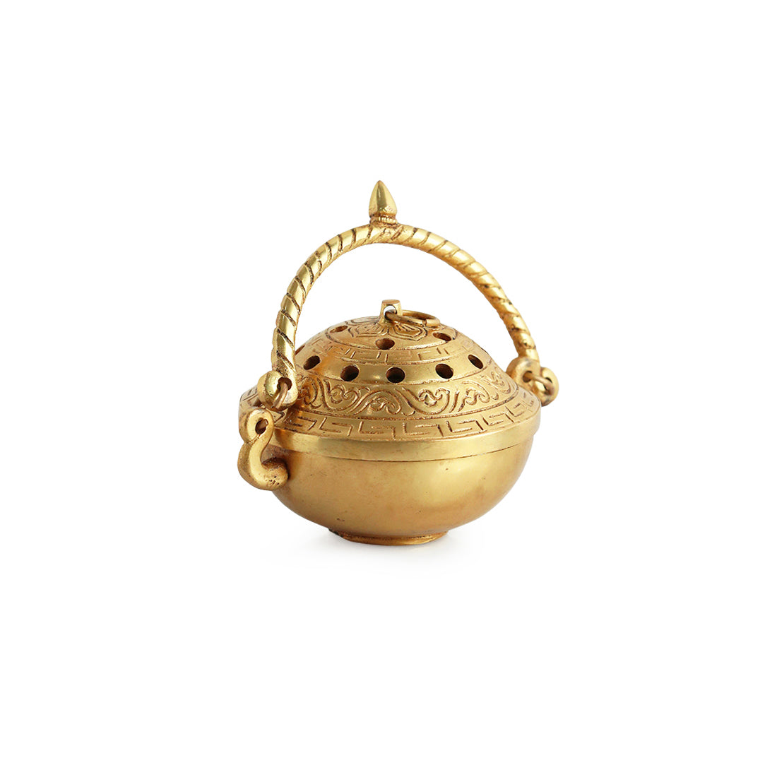 EXCLUSIVELANE 'Inaayat' Dhoop Dani Brass Incense Burner (Hand-Etched, 4 Inch, 0.6 Kg) - view 2