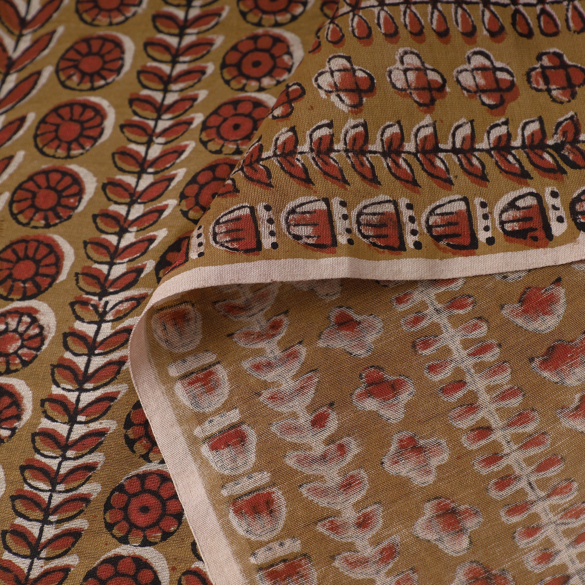 BAGRU DABU PRINTS Brown - Ajrakh Dabu Bagru Block Print Chanderi Silk Fabric 17 - view 4
