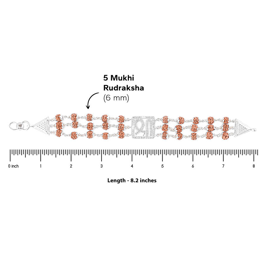 Prinjal Jewellers Rudraksha Silver Shree Tripal Line bracelet - view 6