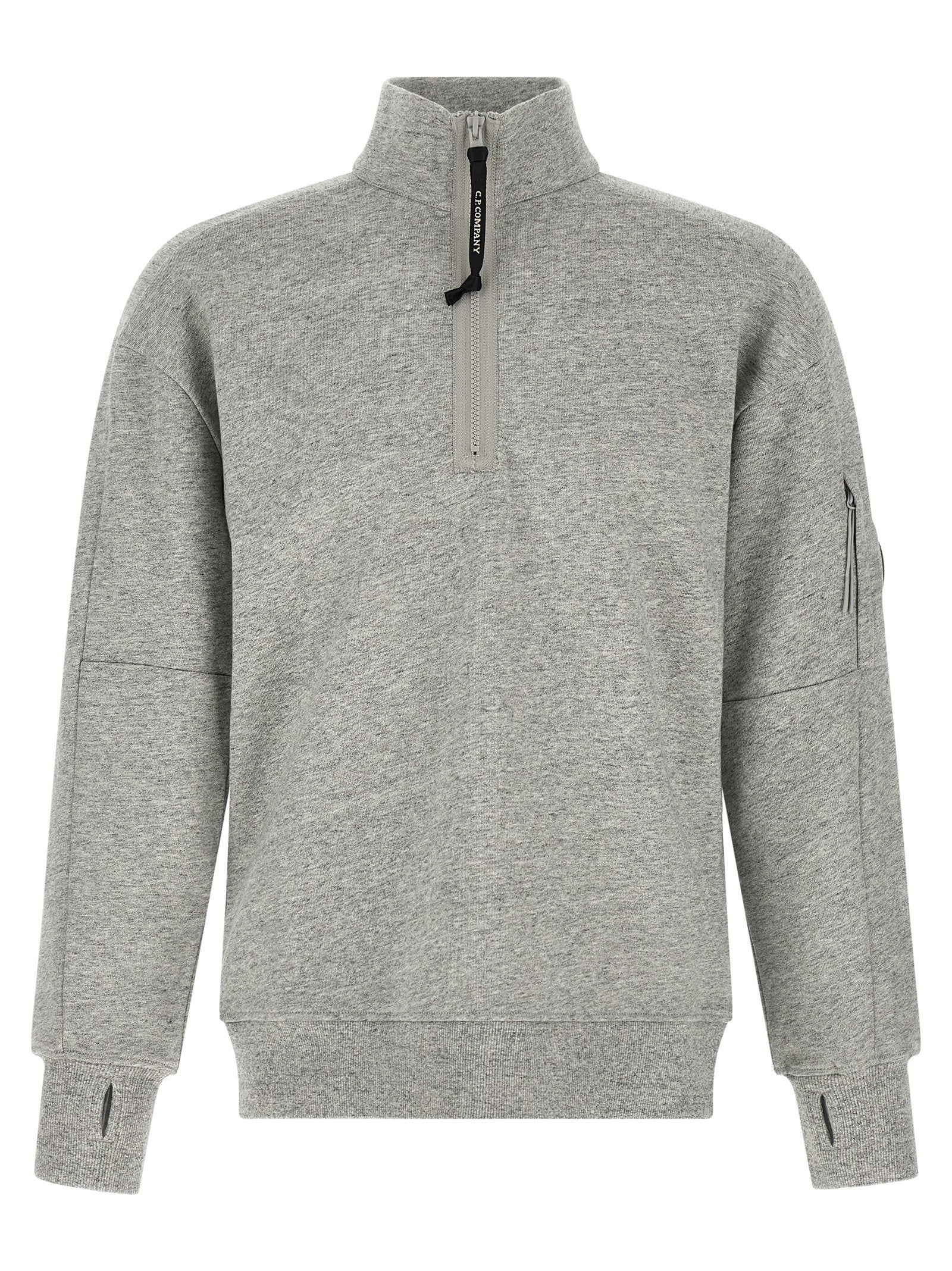 C.p. Company Diagonal Raised Fleece Sweatshirt And Lens Detail