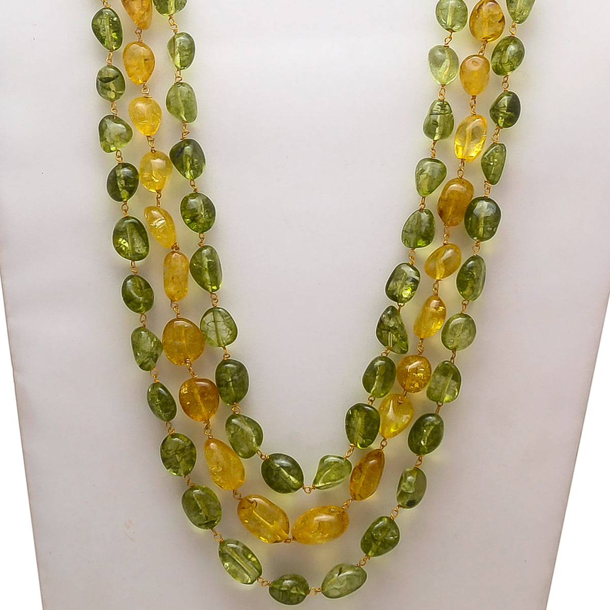 BlackTree green-and-yellow-un-shaped-stones-mala - view 2