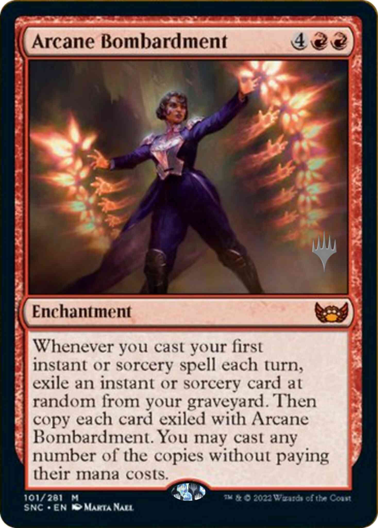 Arcane bombardment promo – Magic Arcane Bombardment [Promo Pack] [101p] [Streets of New Capenna: Promos] [Non-Foil]