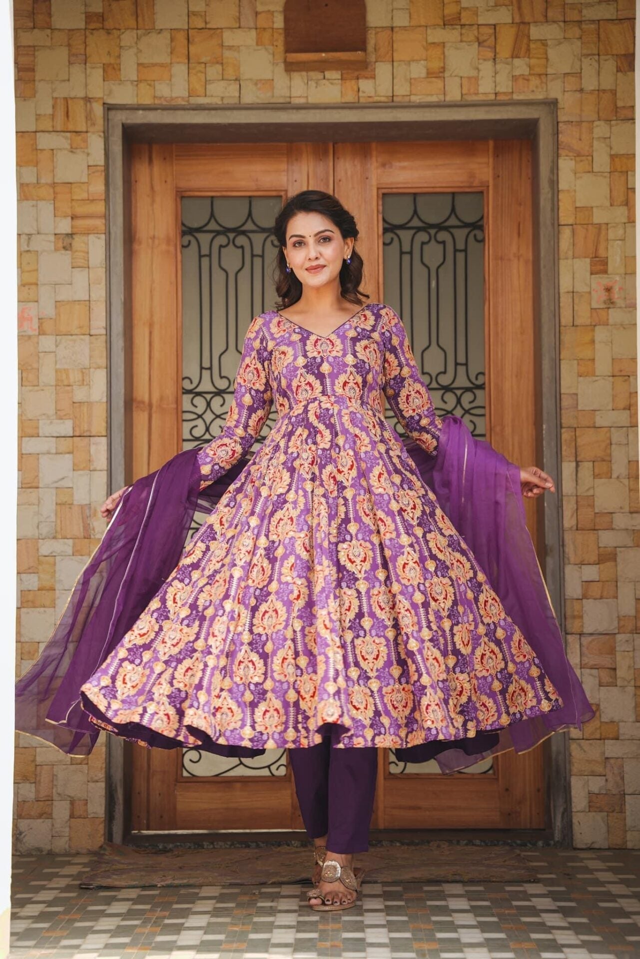 Idaho-o Pranavi Purple Heavy Suit Set - view 3