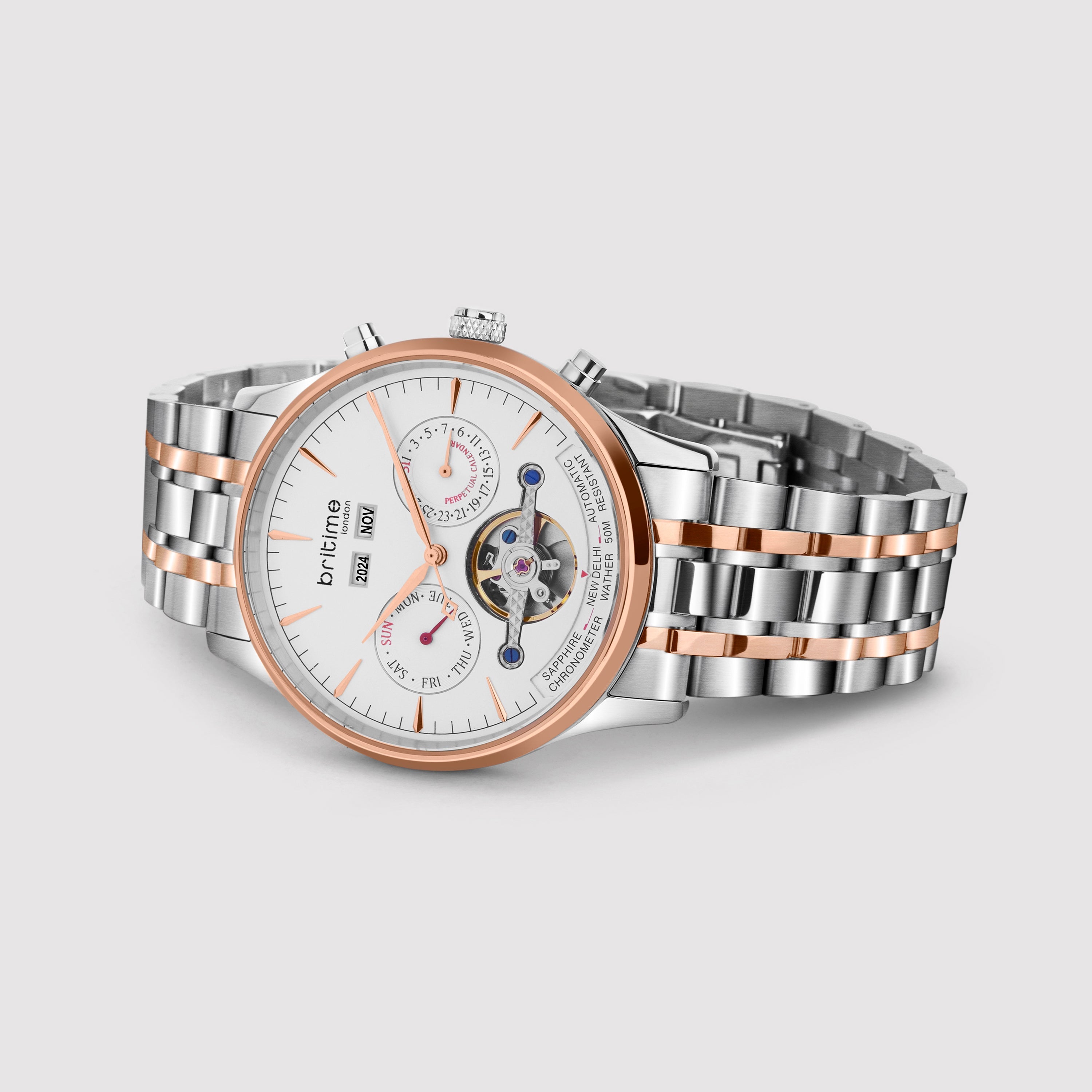 Britime Celestial Men Automatic Silver Dial Chronograph Metal Watch 867-M30305 - view 4