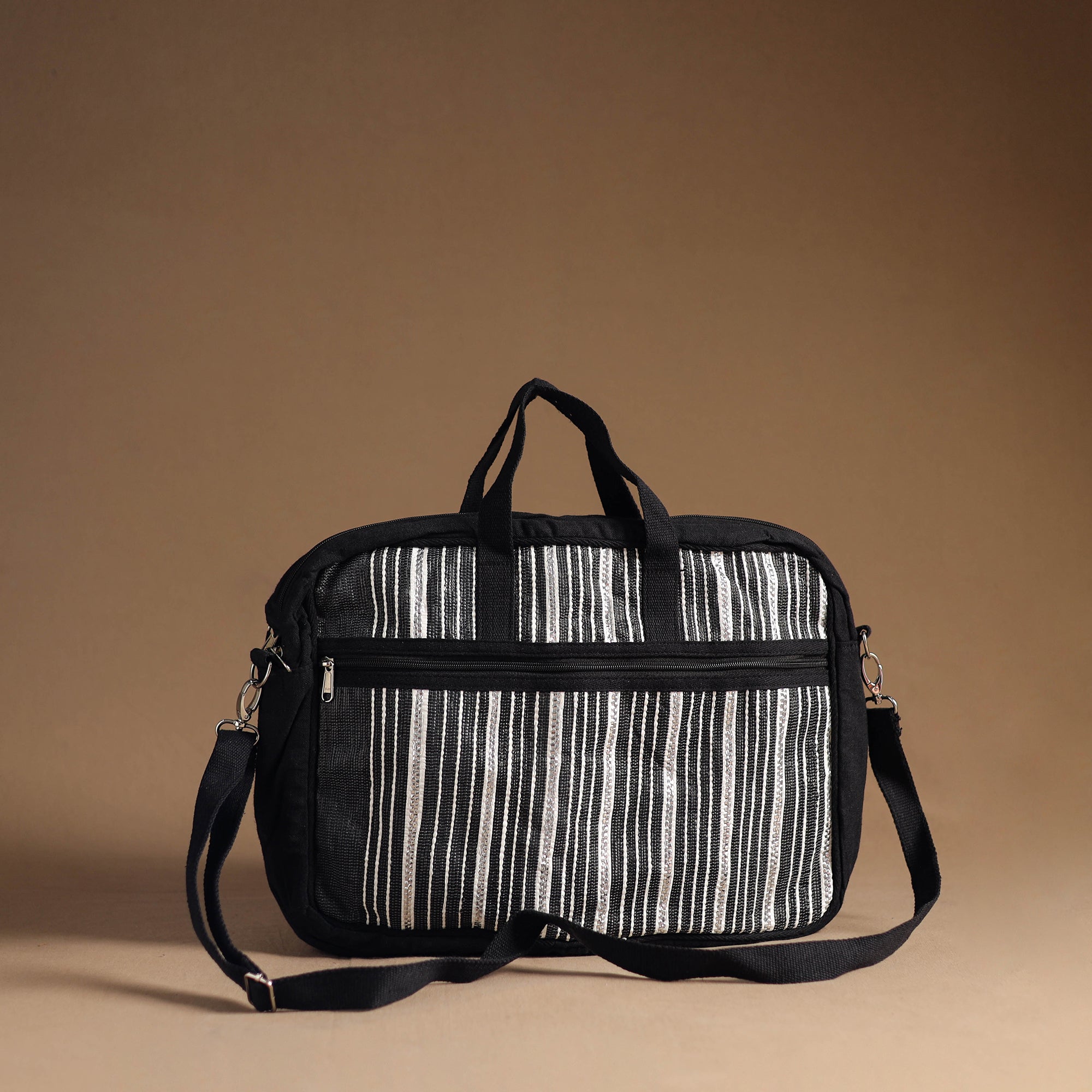 ECOKAARI Black - Handcrafted Upcycled Woven Laptop Bag 08
