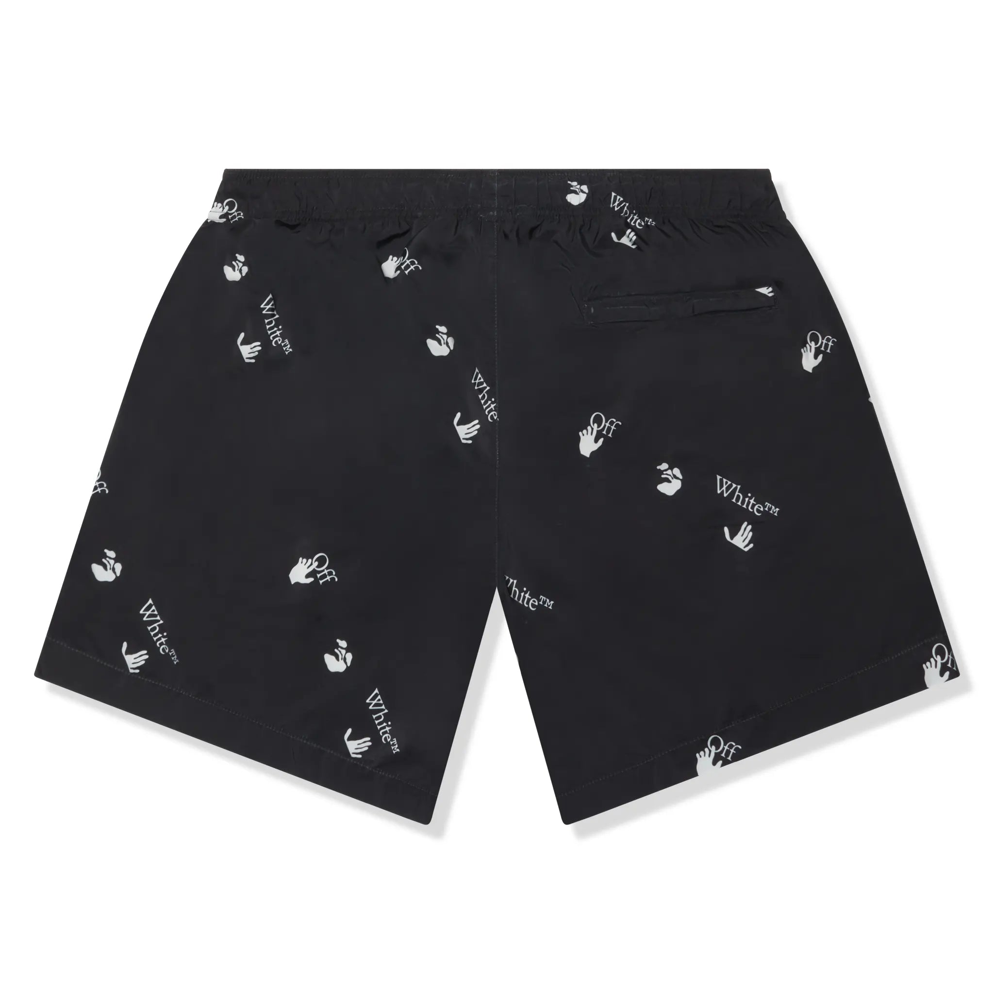 Preloved - Off-White Hands Off Print Black Swim Shorts - view 2