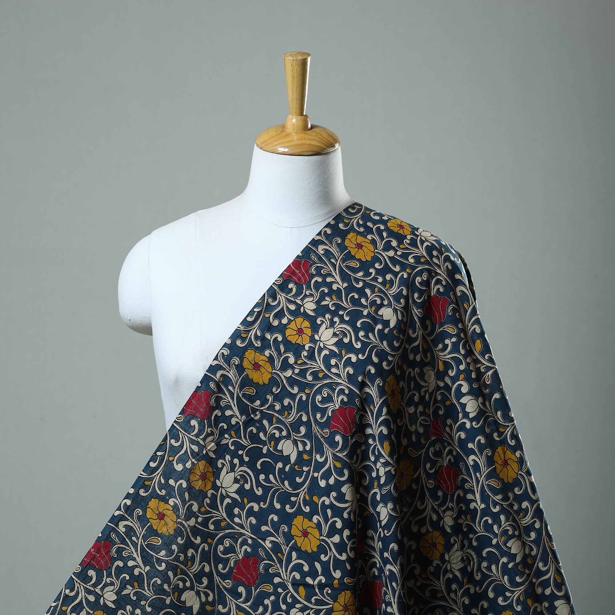 SOUTH KARGHA Blue - Cotton Kalamkari Print Fabric 02