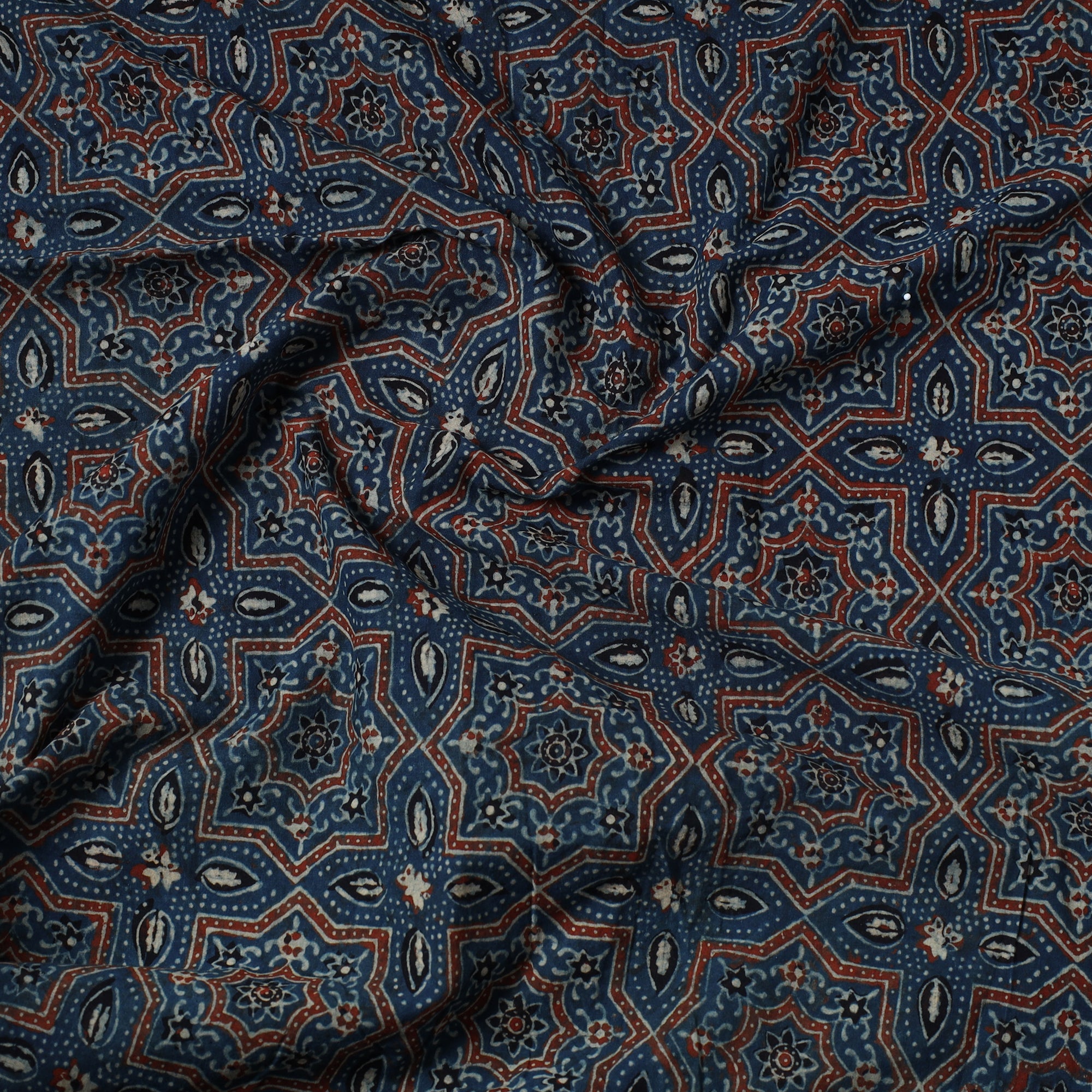 AJRAKH BY SUFIYAN ISMAIL KHATRI Blue - Ajrakh Block Printed Cotton Precut Fabric (1.8 meter) 18 - view 2