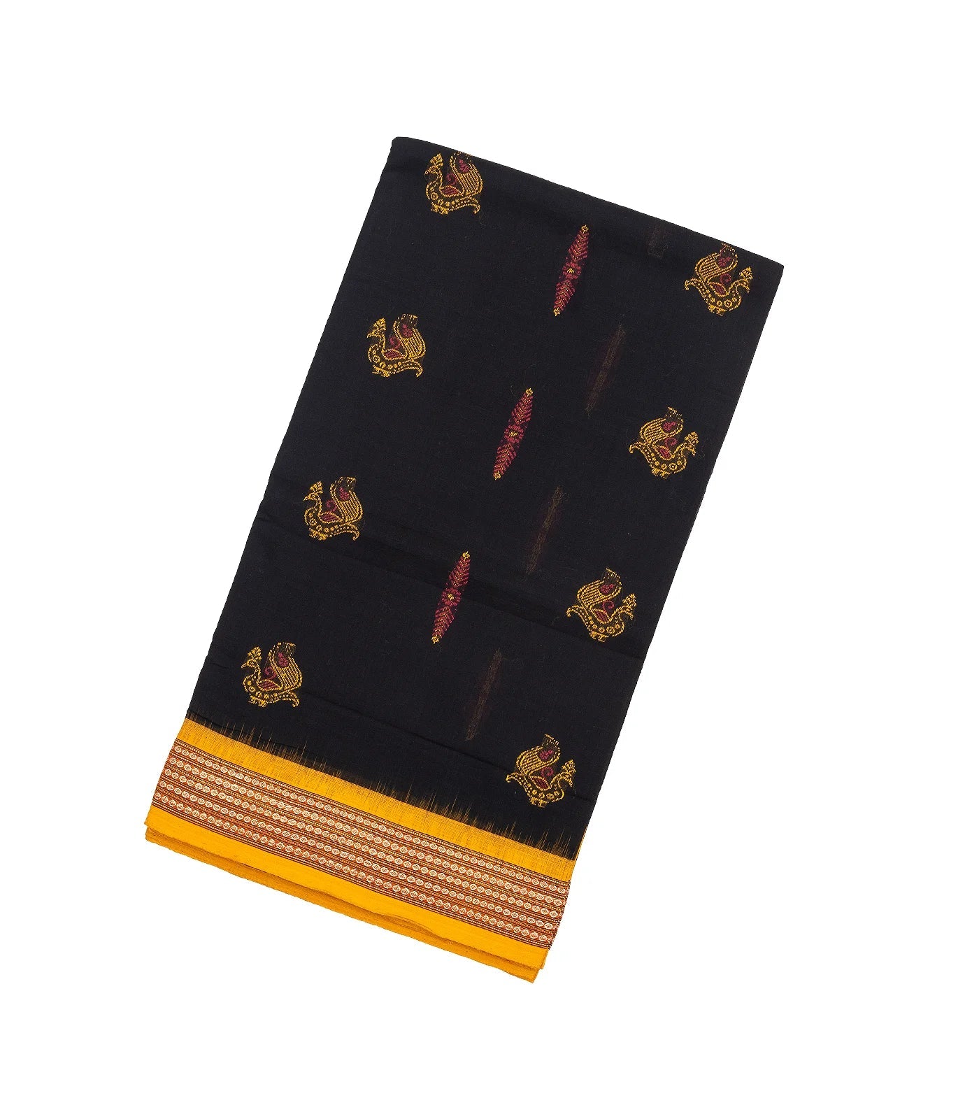 RmKV Black Handloom Orissa Cotton Saree With Tie & Dye Pallu