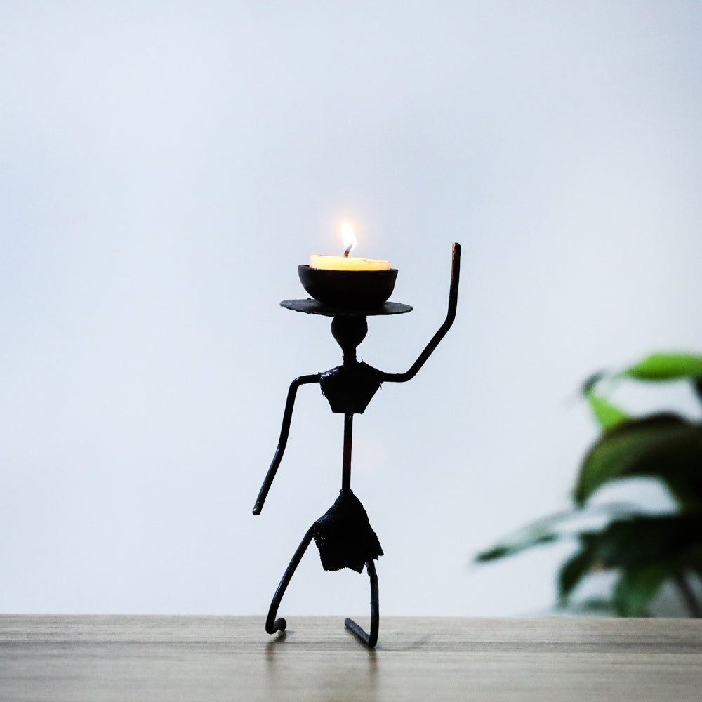 CHHATTISGARH HASTSHILP VIKAS BOARD Bastar Tribal Wrought Iron Candle Stand - view 3
