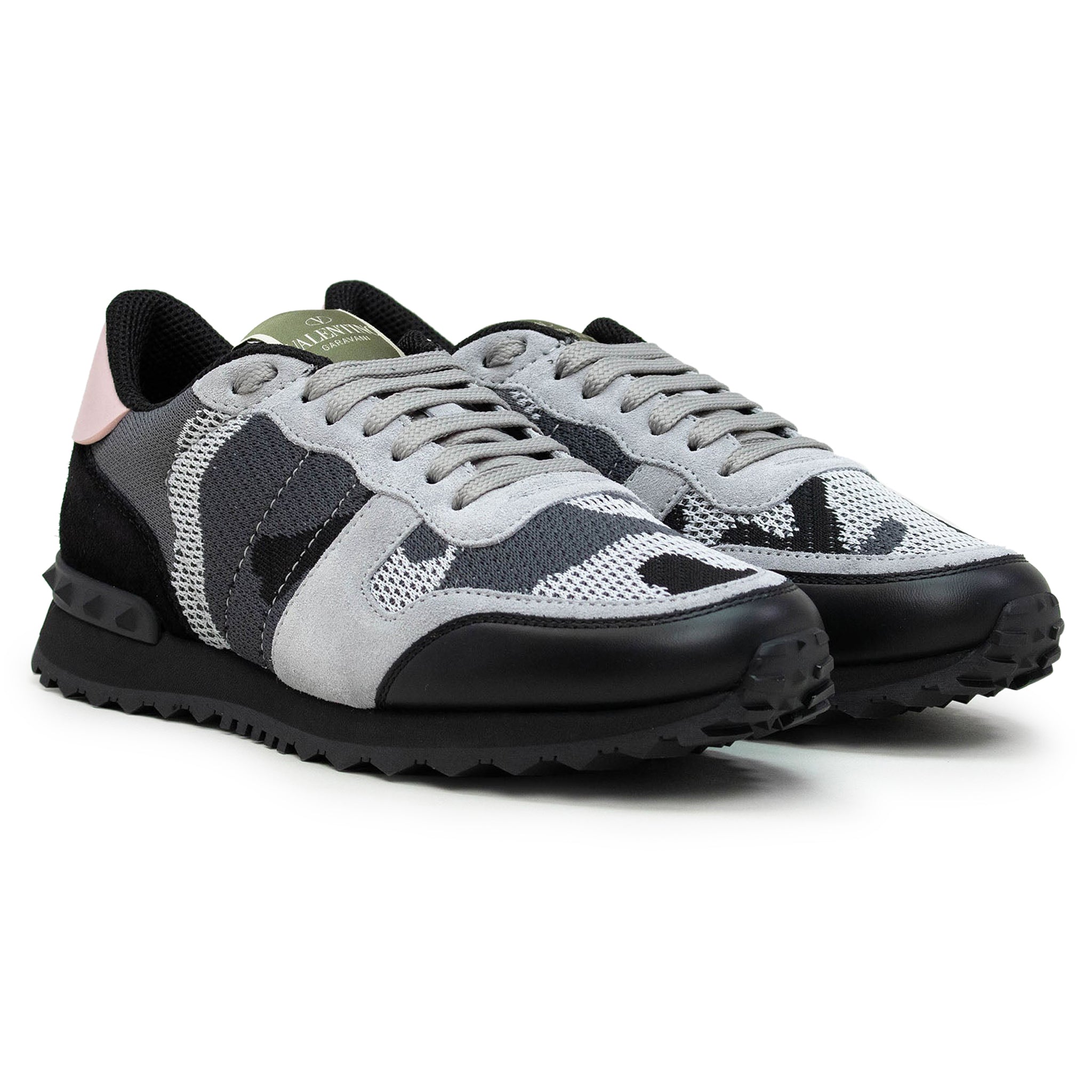 Valentino Rockrunner Camouflage Grey Black Pink Mesh Sneaker (W) - view 4
