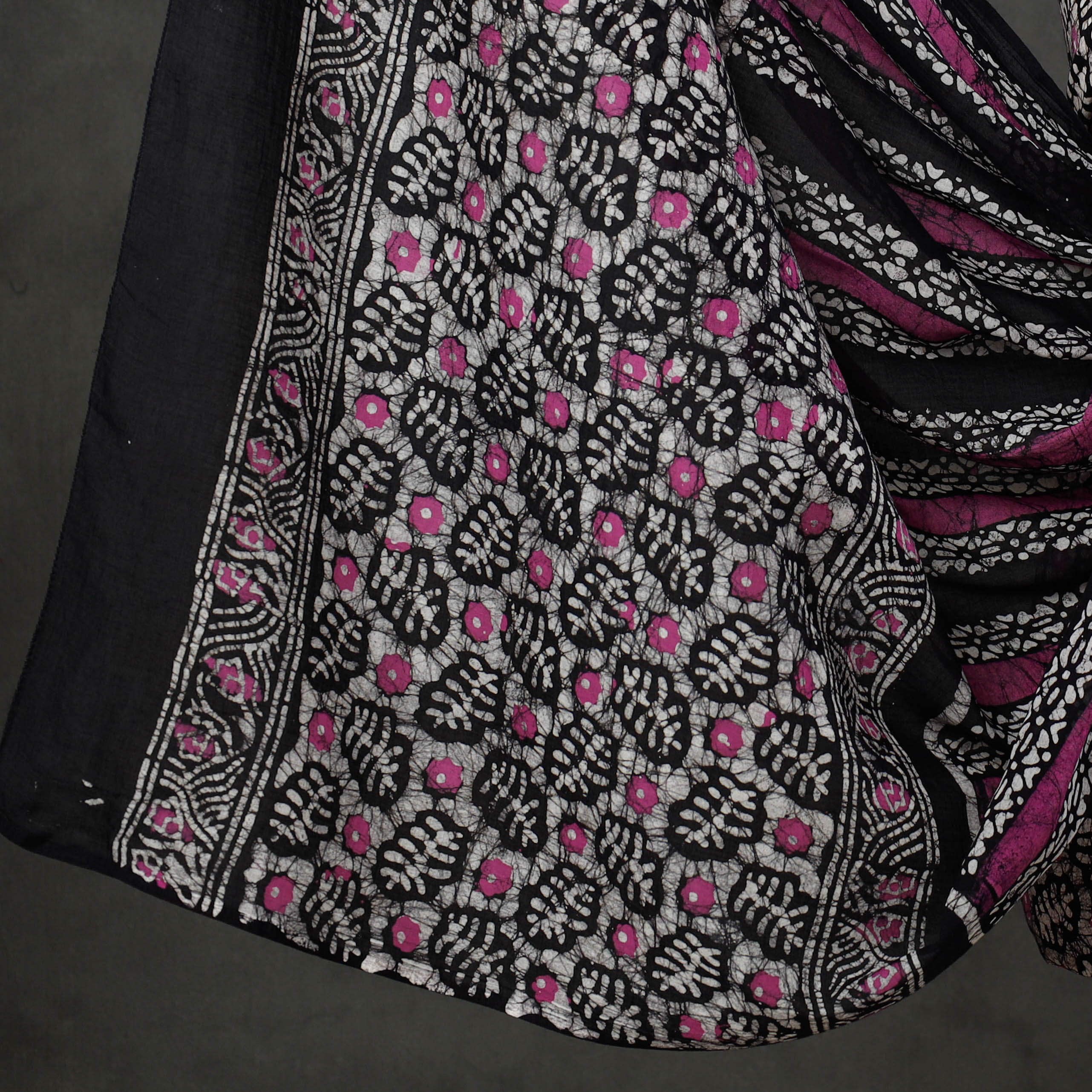 KACHCHH JI CHHAAP Black - 3pc Cotton Kutch Batik Print Dress Material 05 - view 4
