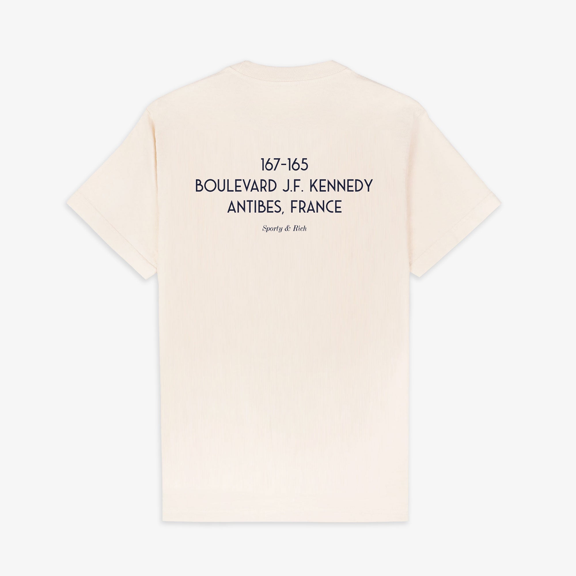 Sporty & Rich | Eden Crest Kennedy T-shirt { Cream/navy - view 2