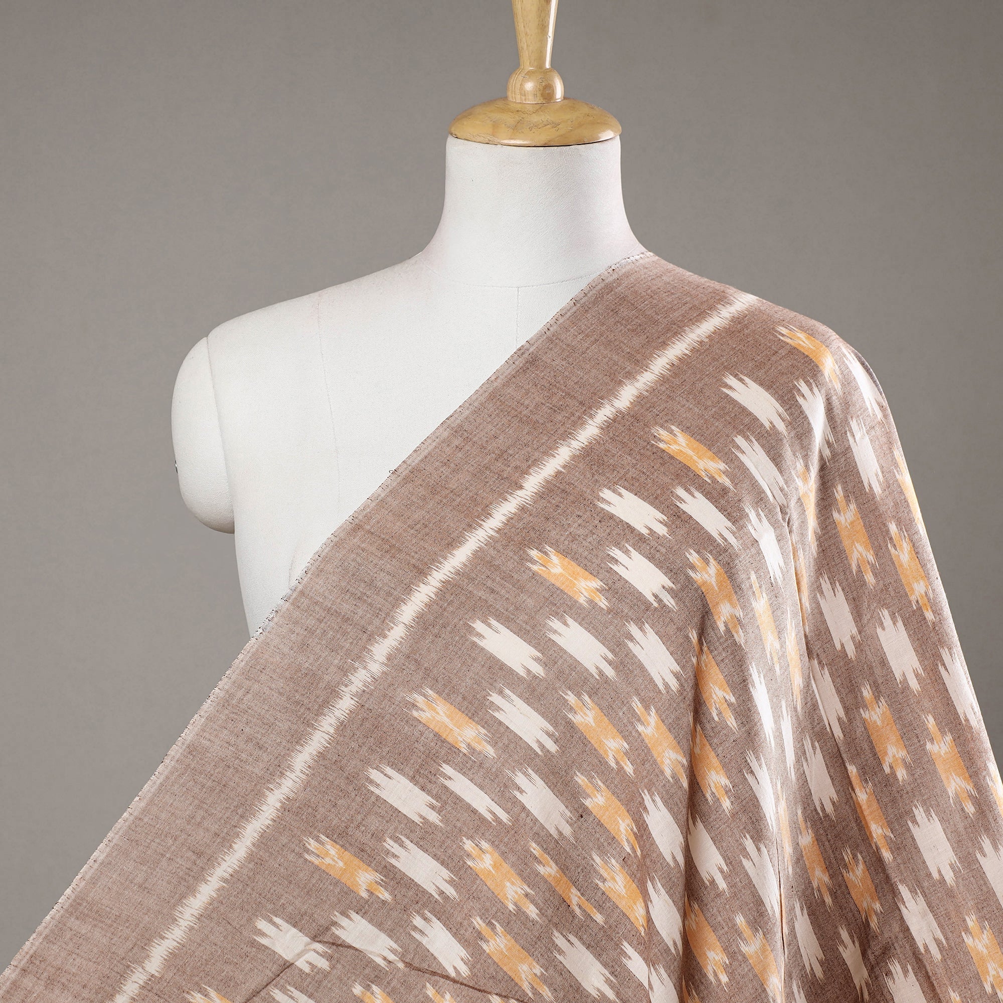 ASHOKA ASSEMBLE - CELEBRATING CRAFTS OF ODISHA Brown - Maniabandha Ikat Weave Handloom Cotton Fabric