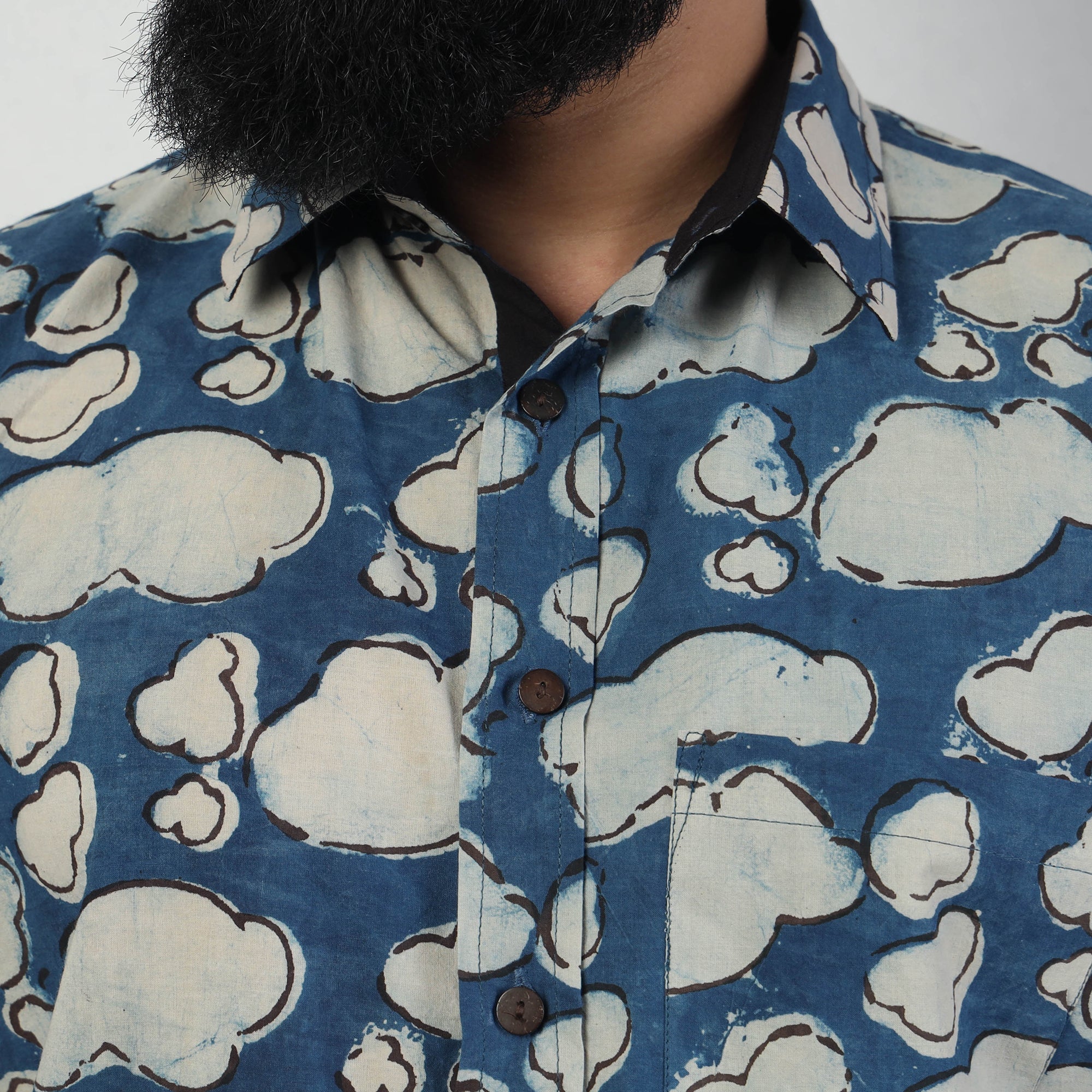 BINDAAS UNLIMITED Blue - Bindaas Block Art Printed Cotton Men Full Sleeve Shirt - view 3
