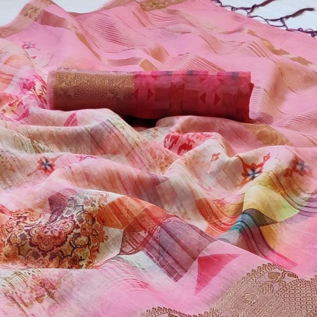 Peachmode Ethnic Pink - Multi Colored Festive Wear Woven Banarasi Silk Saree - view 2