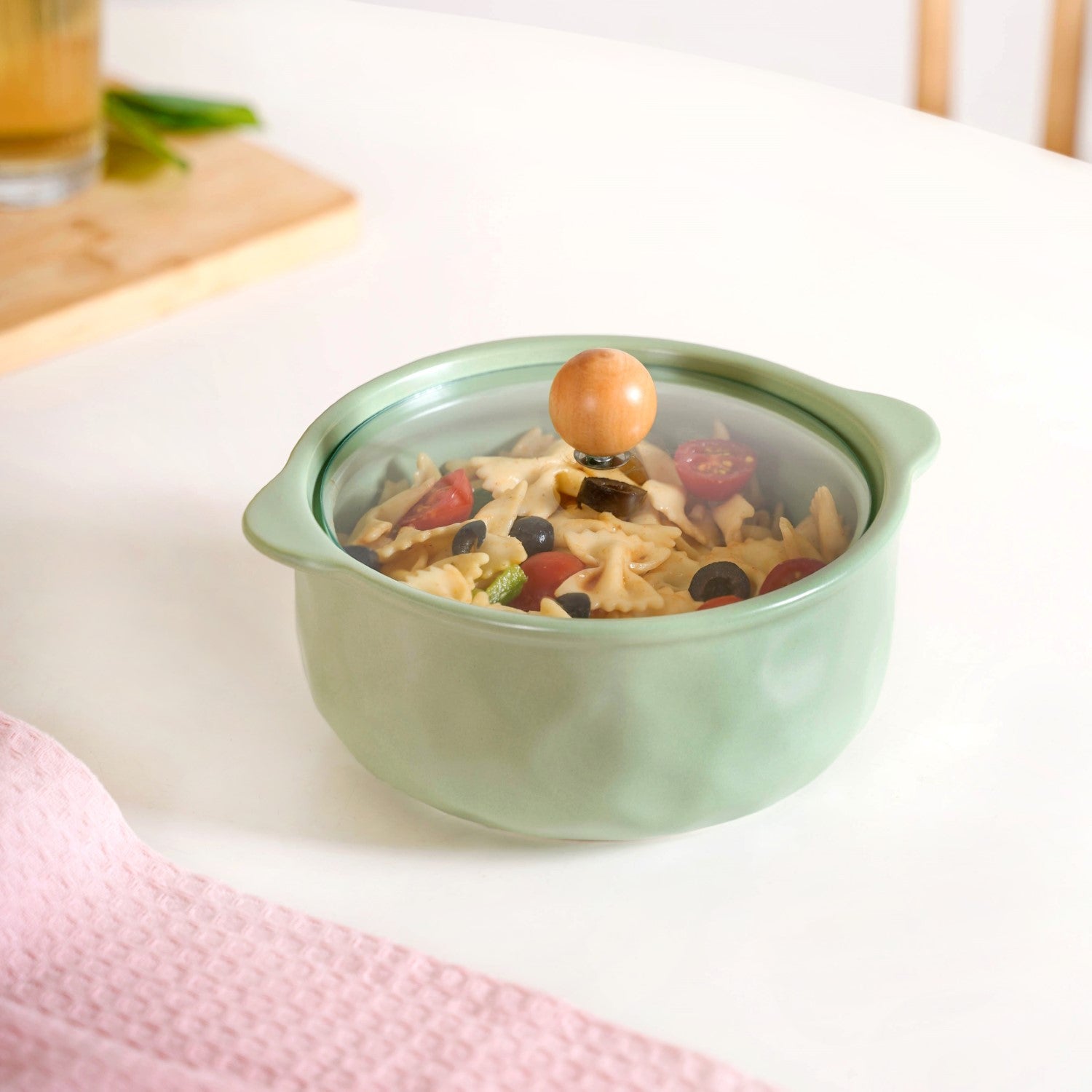 Nestasia Pebble Textured Serving Bowl With Glass Lid 950ml - view 2