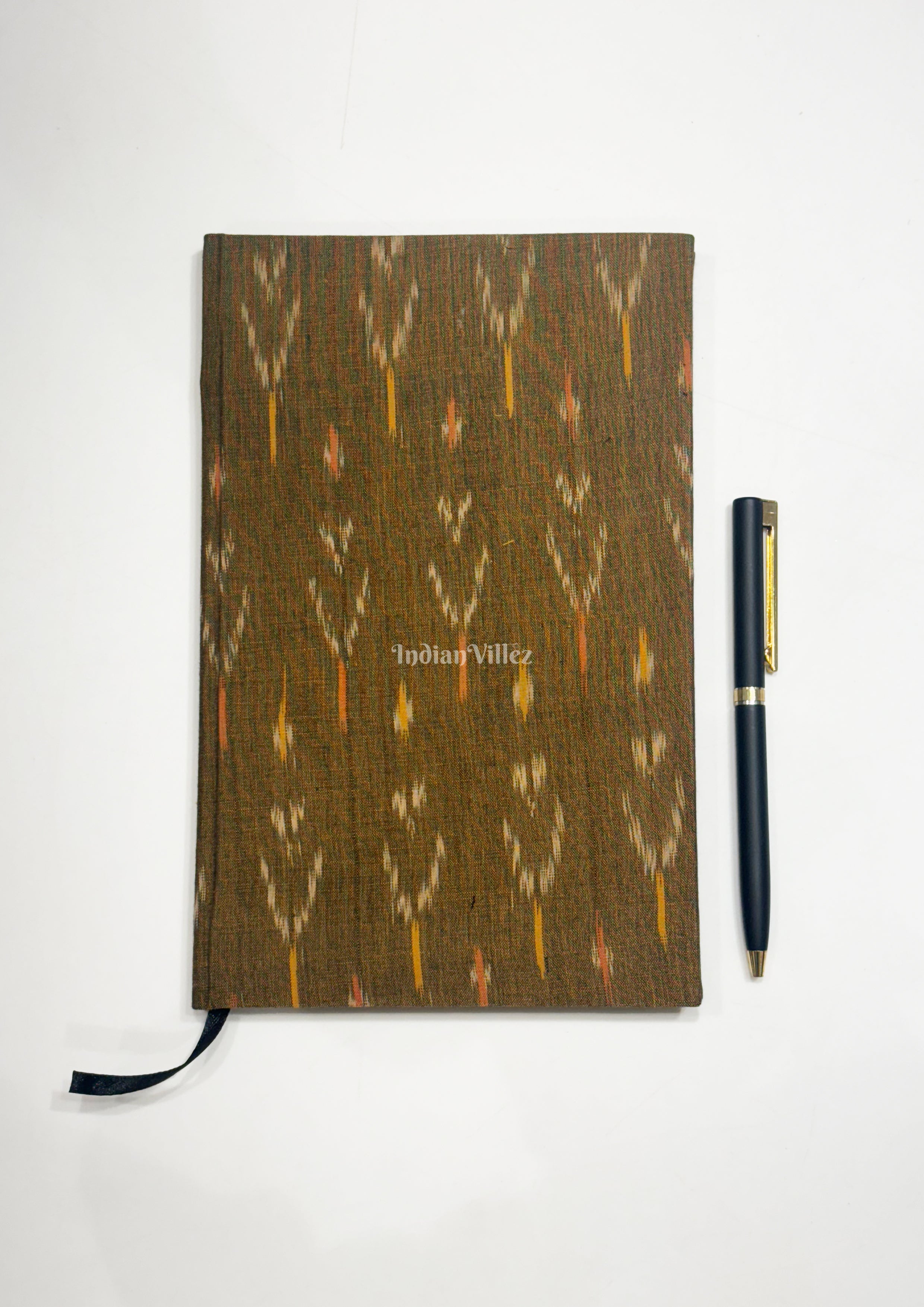 IndianVillèz Mehandi Green Handmade Ikat Woven Cotton Fabric Cover Diary - view 2