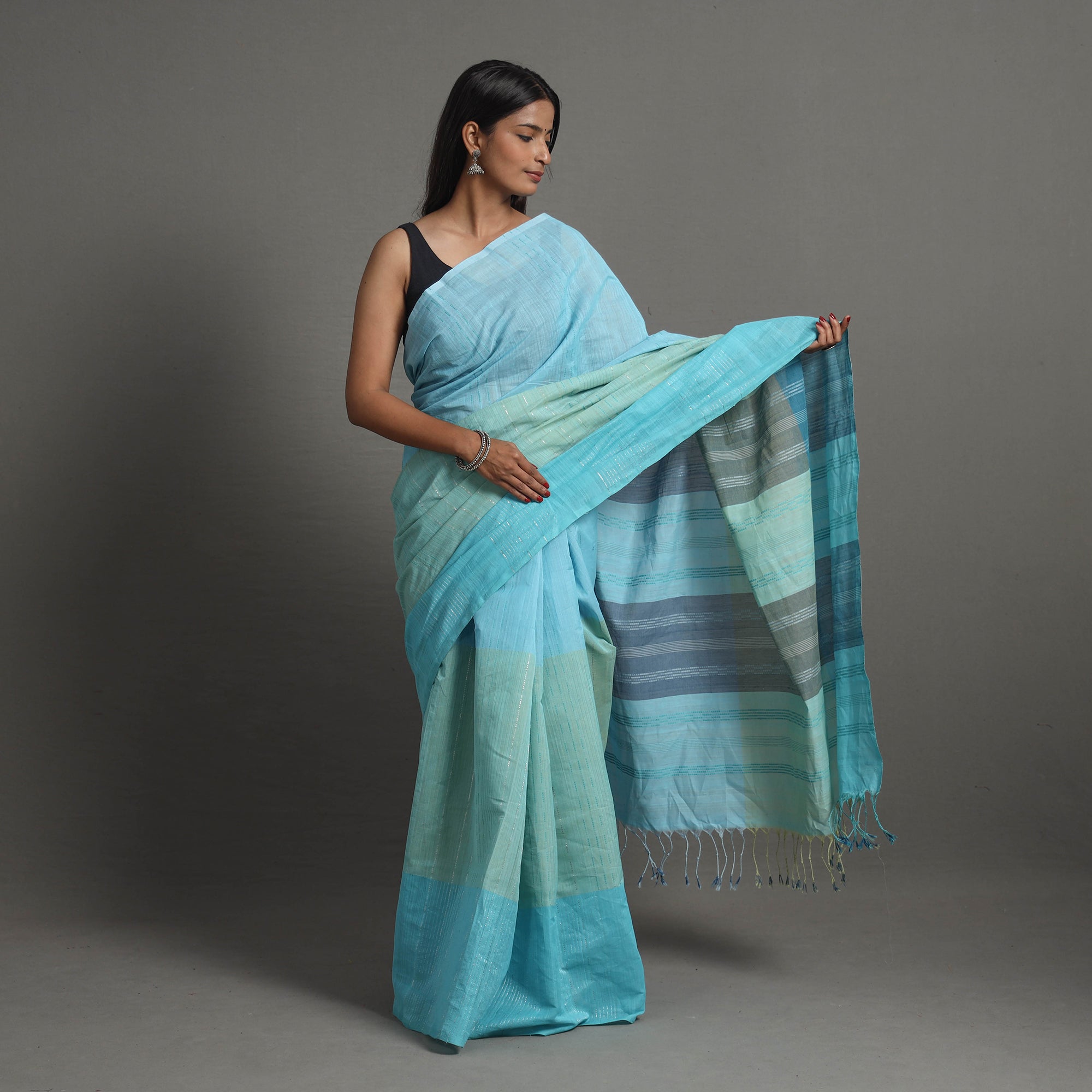 CHITRIKA Blue - Ballakami Cotton Handloom Saree 84 - view 2