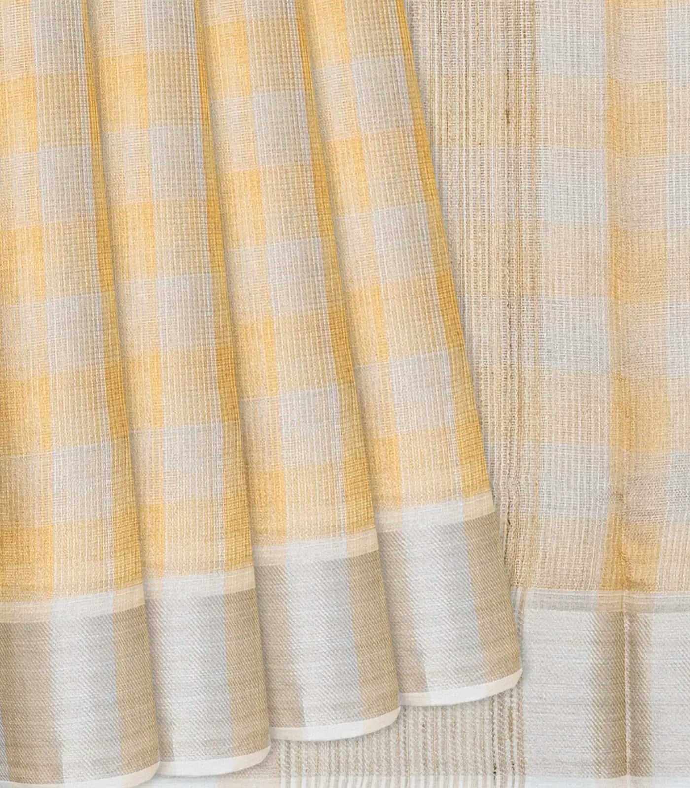 RmKV Gold Blended Tussar Tissue Saree With Checks-Gold
