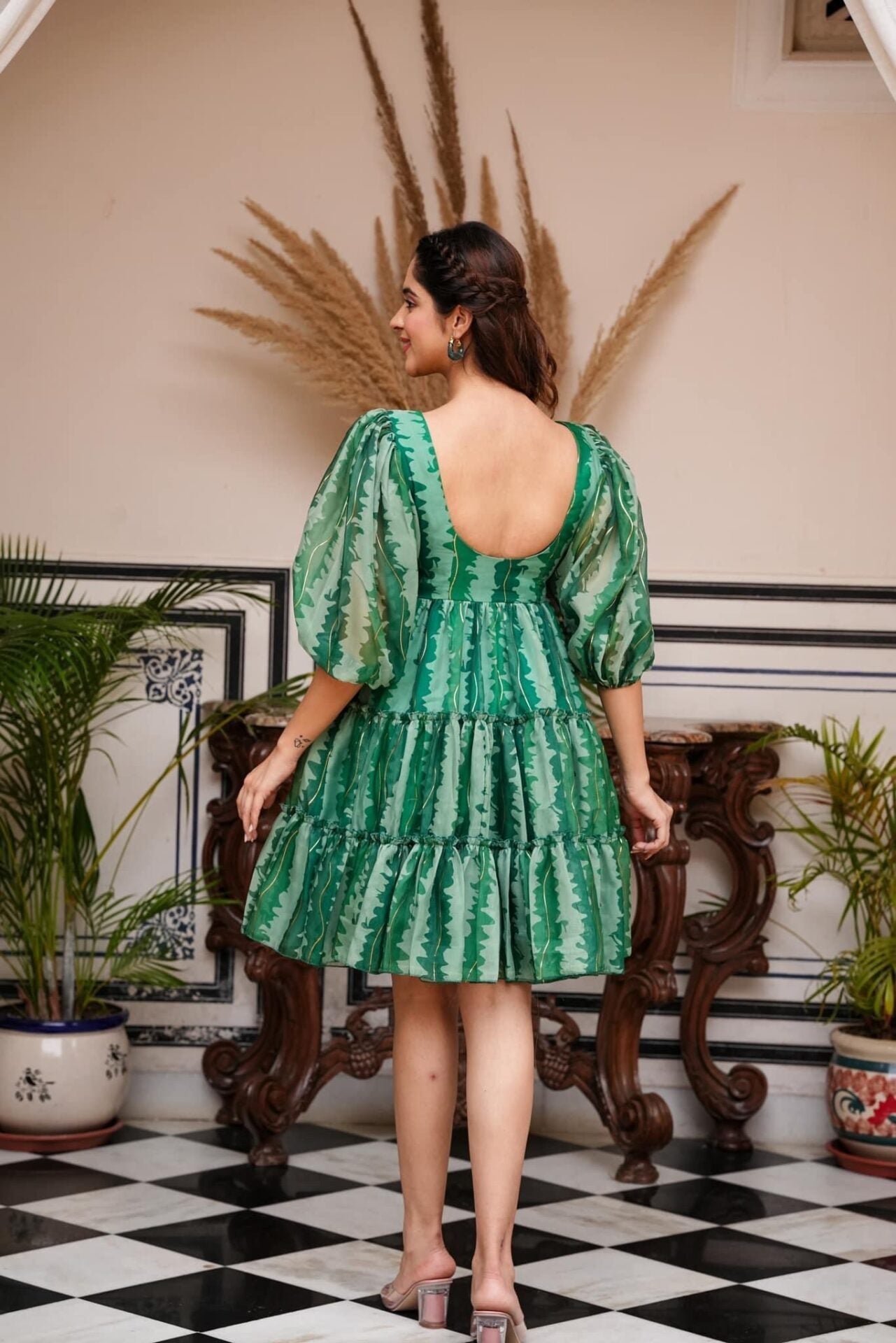 Idaho-o Midori Green Organza Dress - view 4