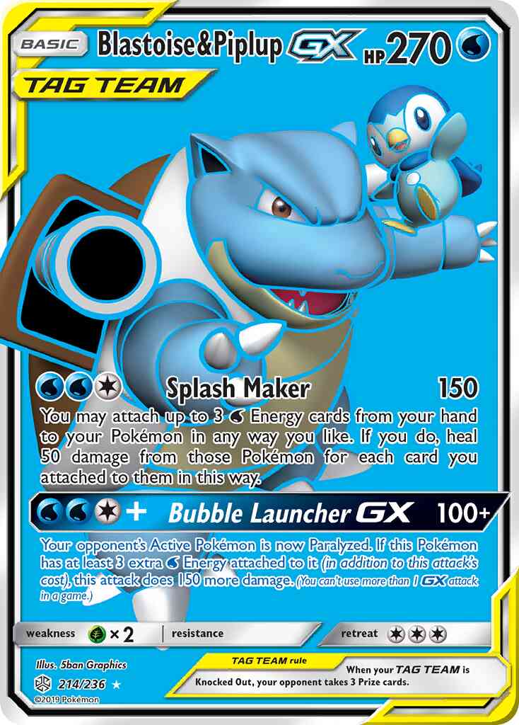 Rare ultra sm12-214 – Pokémon Blastoise & Piplup-GX - 214/236 - Rare Ultra [sm12-214] [Ultra]