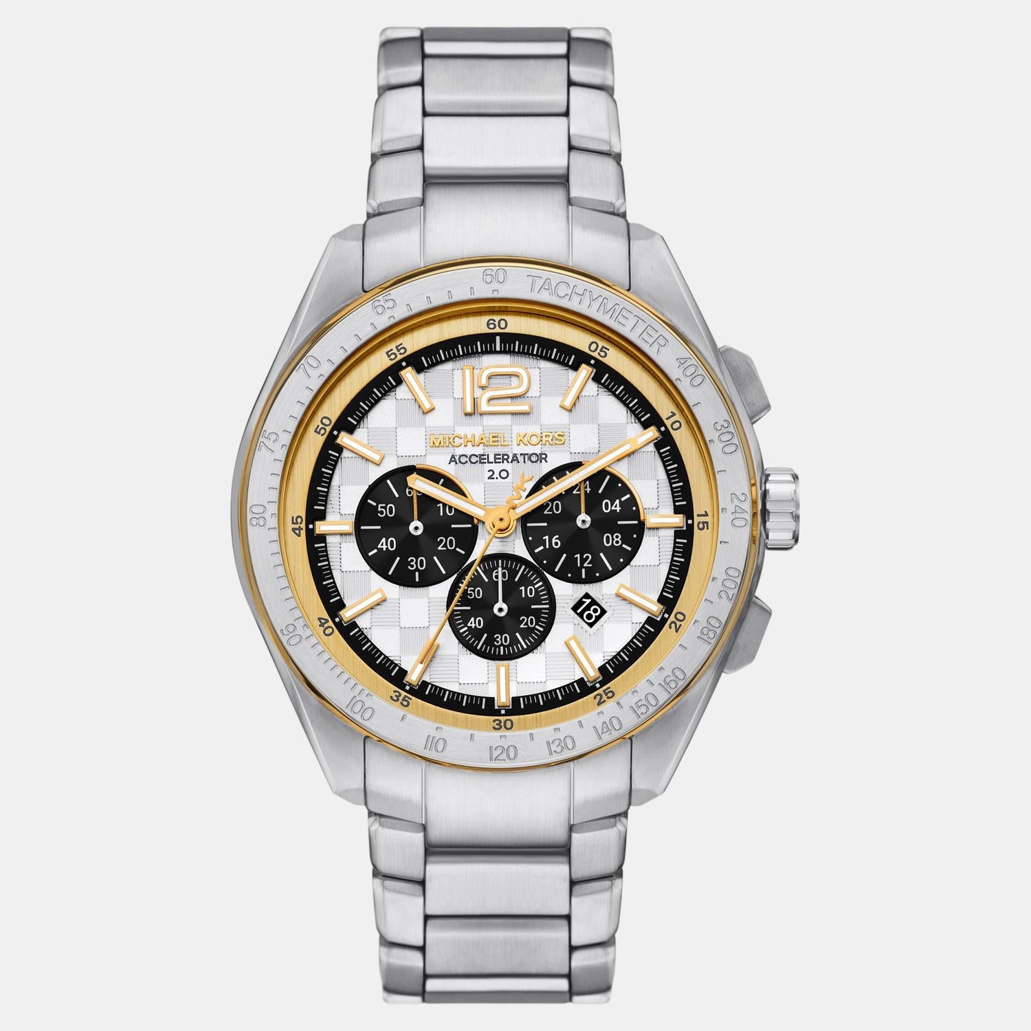 Michael Kors Accelerator 2.0 Men Quartz Silver Dial Chronograph Stainless Steel Watch MK9188