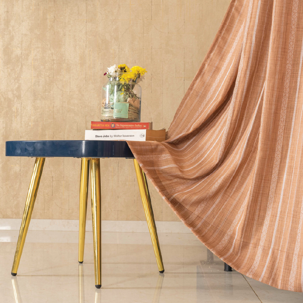 Urban Space -Home Furnishing Store Aari Collection Embriodered Sheer Curtains, 40-50% Light Filtering Curtains - Pack of 2 - Vertical Weaves Muddy Pin
