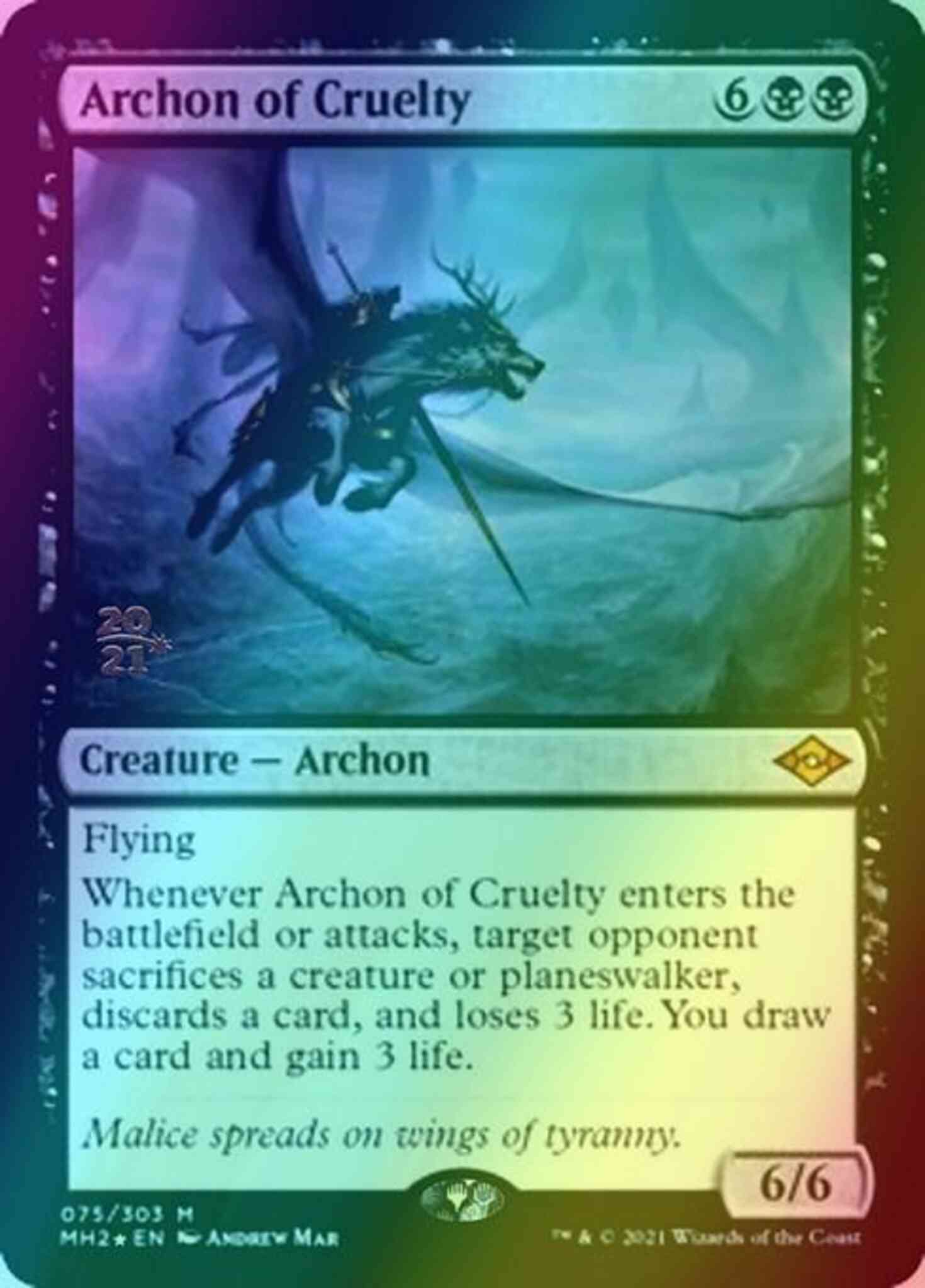 Magic Archon of Cruelty [Prerelease] [75S] [Modern Horizons 2 Promos] [Foil]