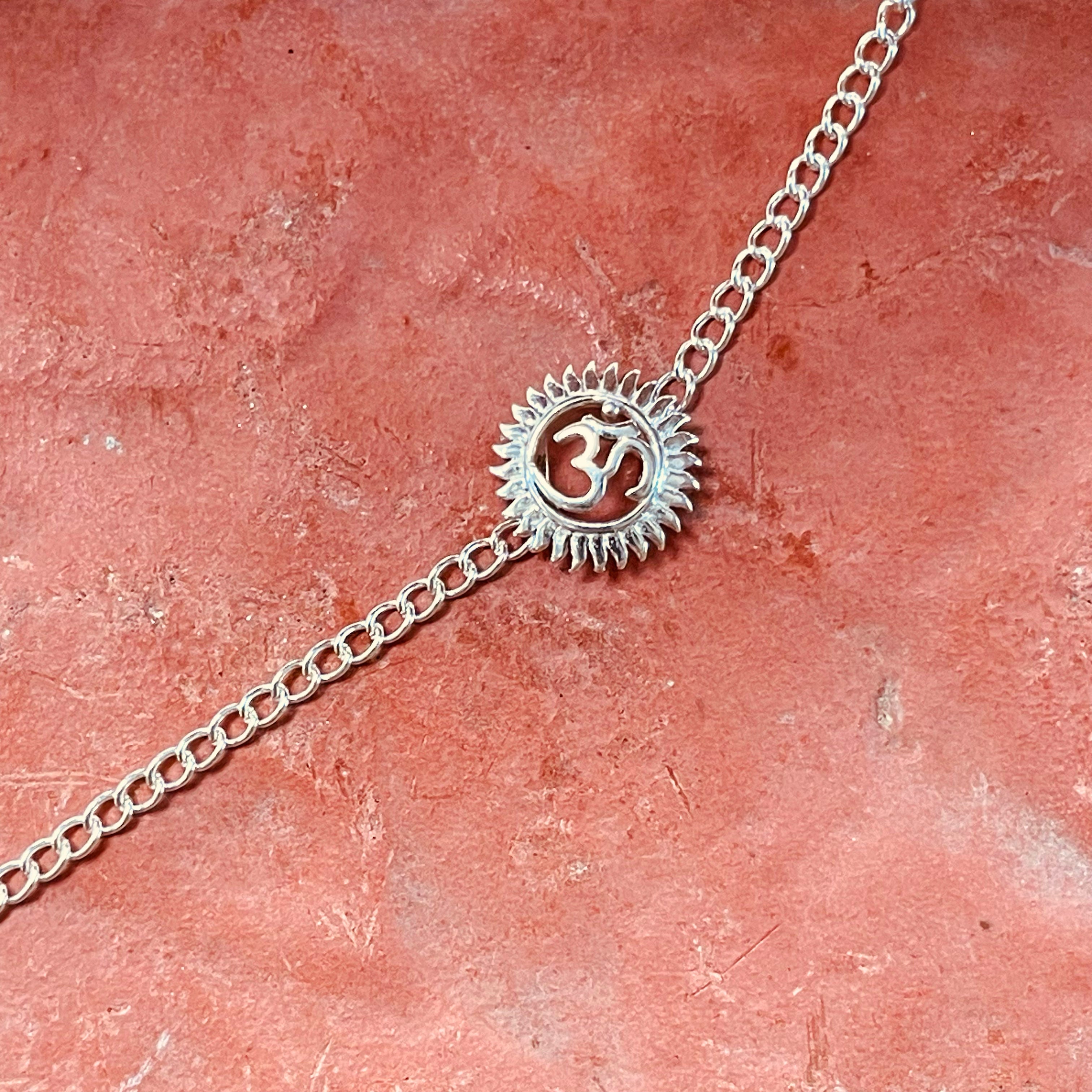trueBrowns Men 925 Sterling Silver Om Silver Chain Bracelet - view 2