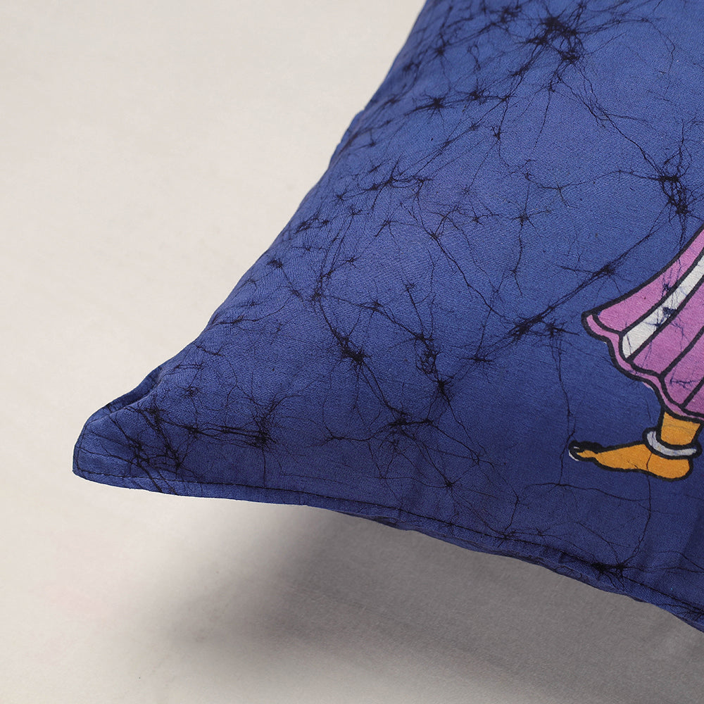 KACHCHH JI CHHAAP Blue - Hand Batik Printed Pure Cotton Cushion Cover (18 x 18 in) - view 2