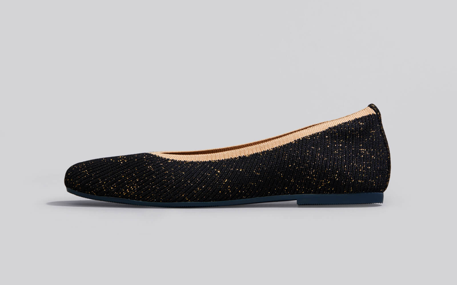 Neeman's Metallic Square Flats : Black-Gold