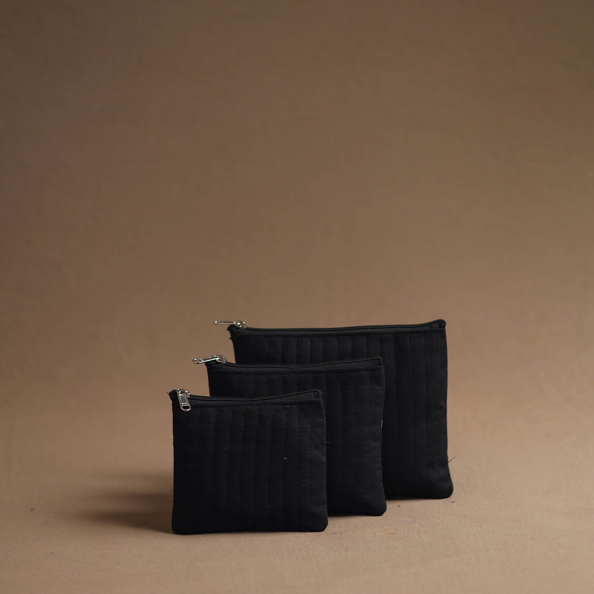 NOORI BAZAR Black - Handmade Cotton Multipurpose Utility Pouches (set of 3) 06