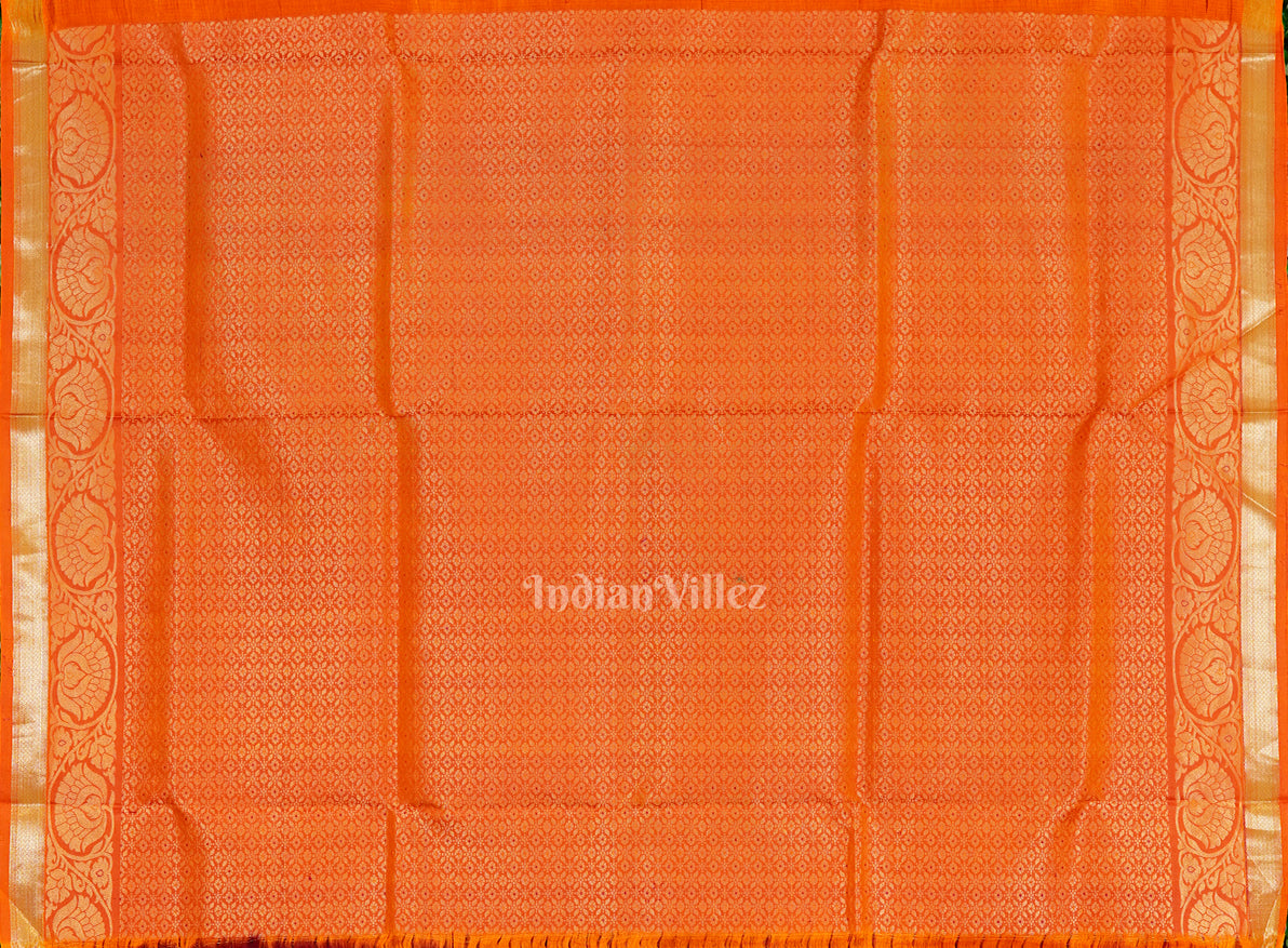 IndianVillèz Maroon Orange Pure Kanjivaram Soft Silk Saree - view 5