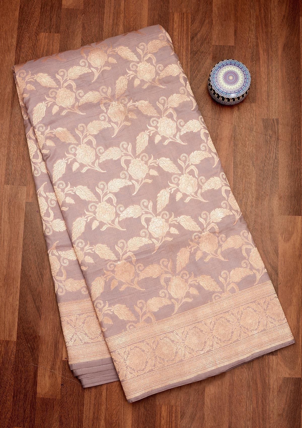 Koskii Lavender Zariwork Pure Silk Saree – Women's