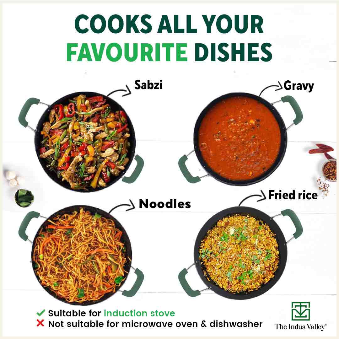 The Indus Valley 100% Pure Sheet Iron Kadai with Silicon Handle, Seasoned, Toxin-free - view 11
